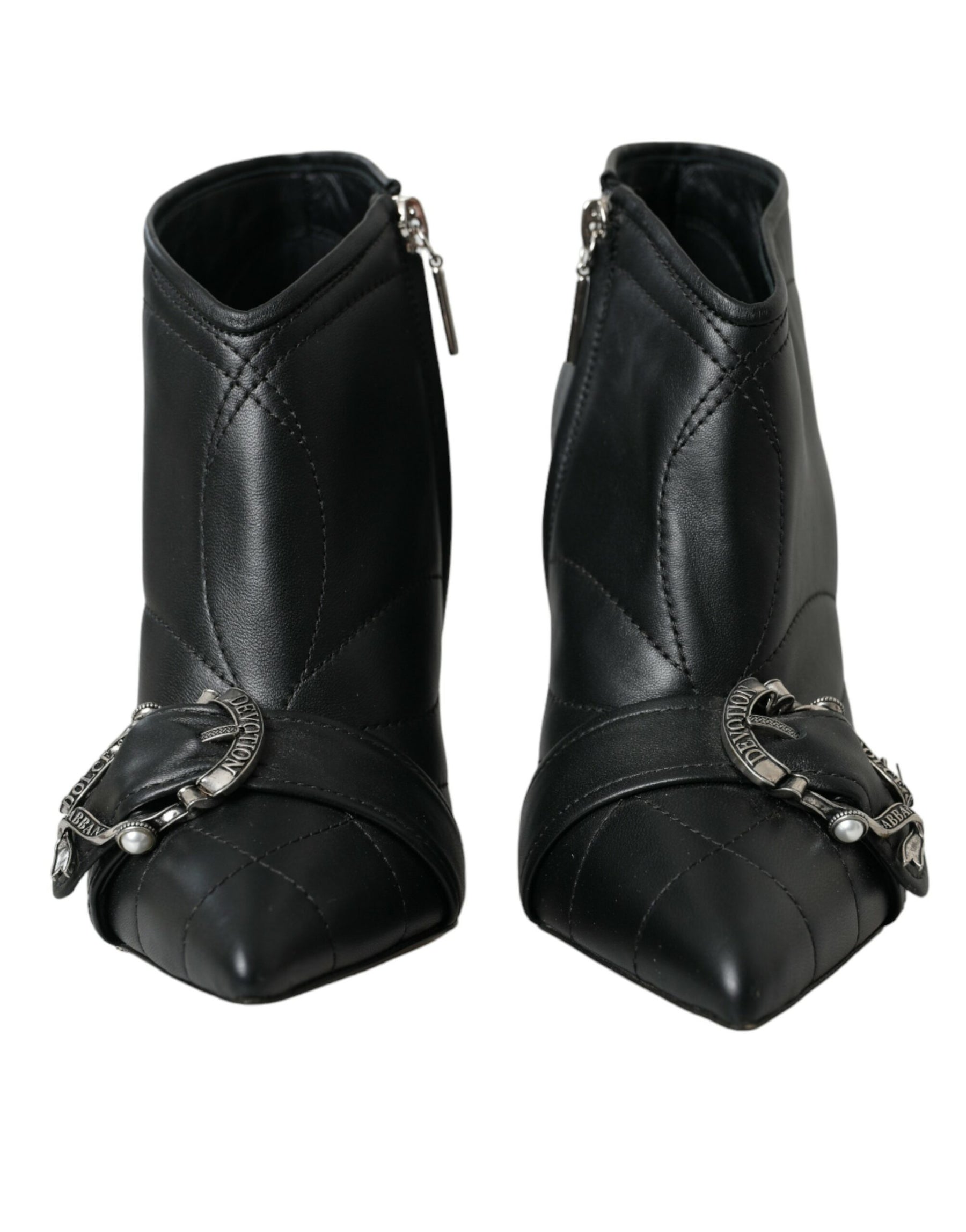 Dolce & Gabbana Black Devotion Quilted Buckled Boots Shoes | Regal Royce