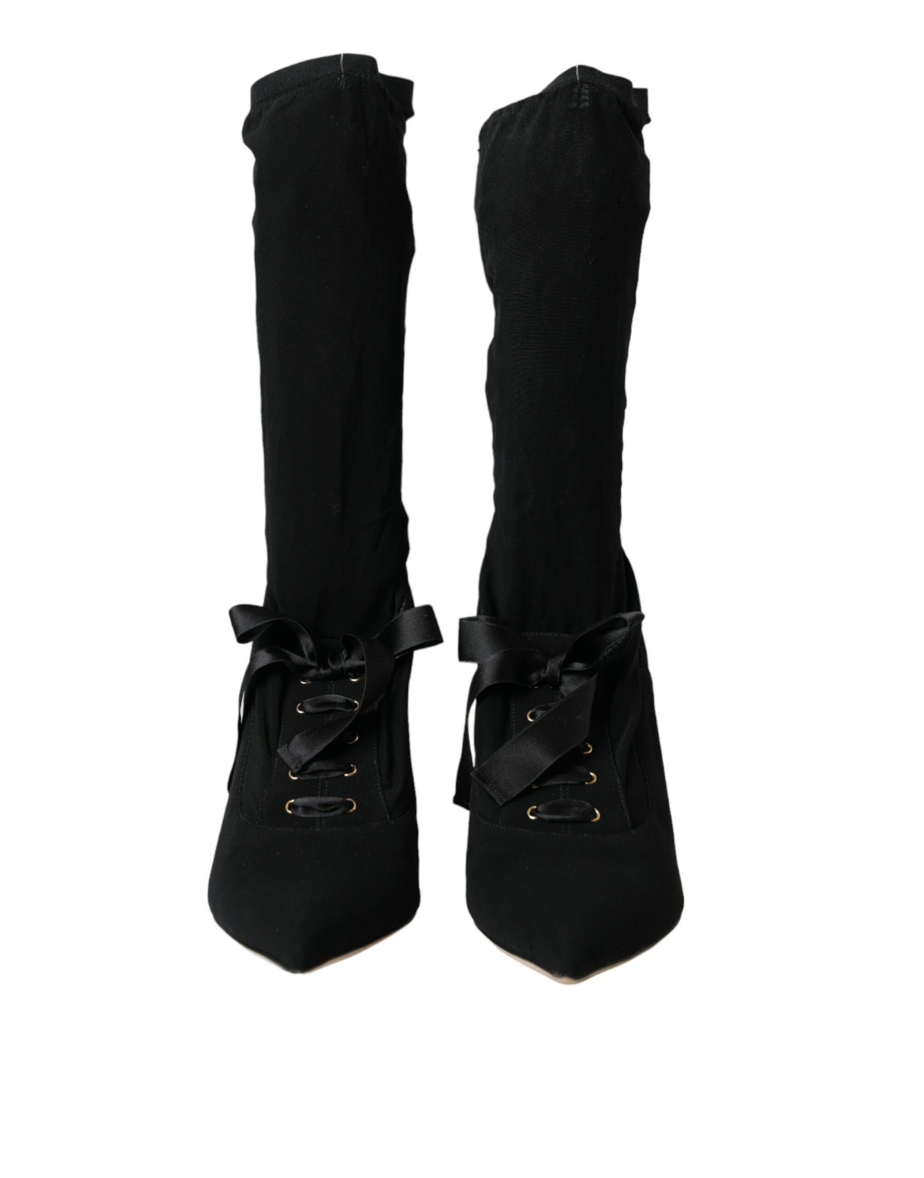 Dolce & Gabbana Black Stiletto Heels Mid Calf Boots Shoes | Regal Royce