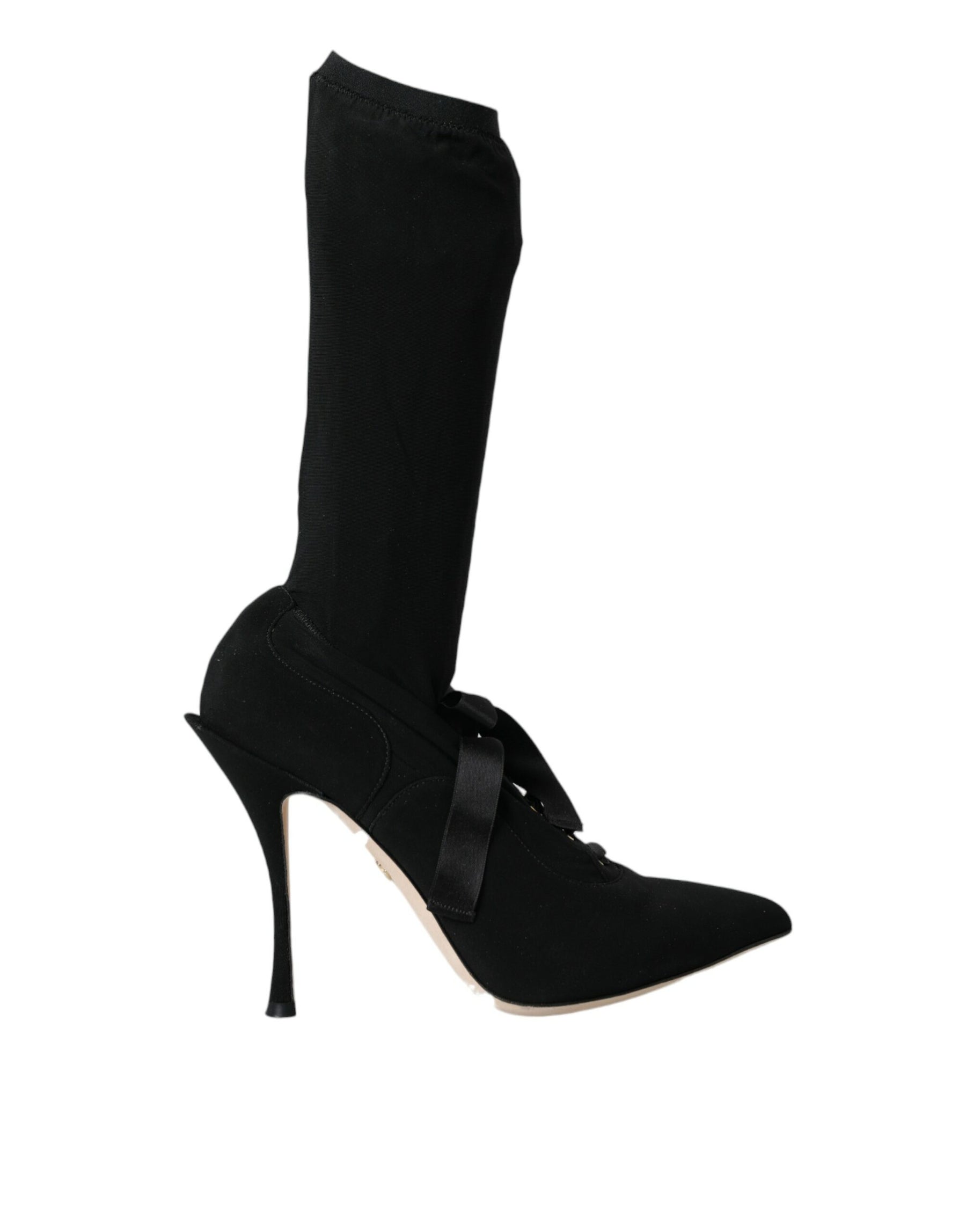 Dolce & Gabbana Black Stiletto Heels Mid Calf Boots Shoes | Regal Royce