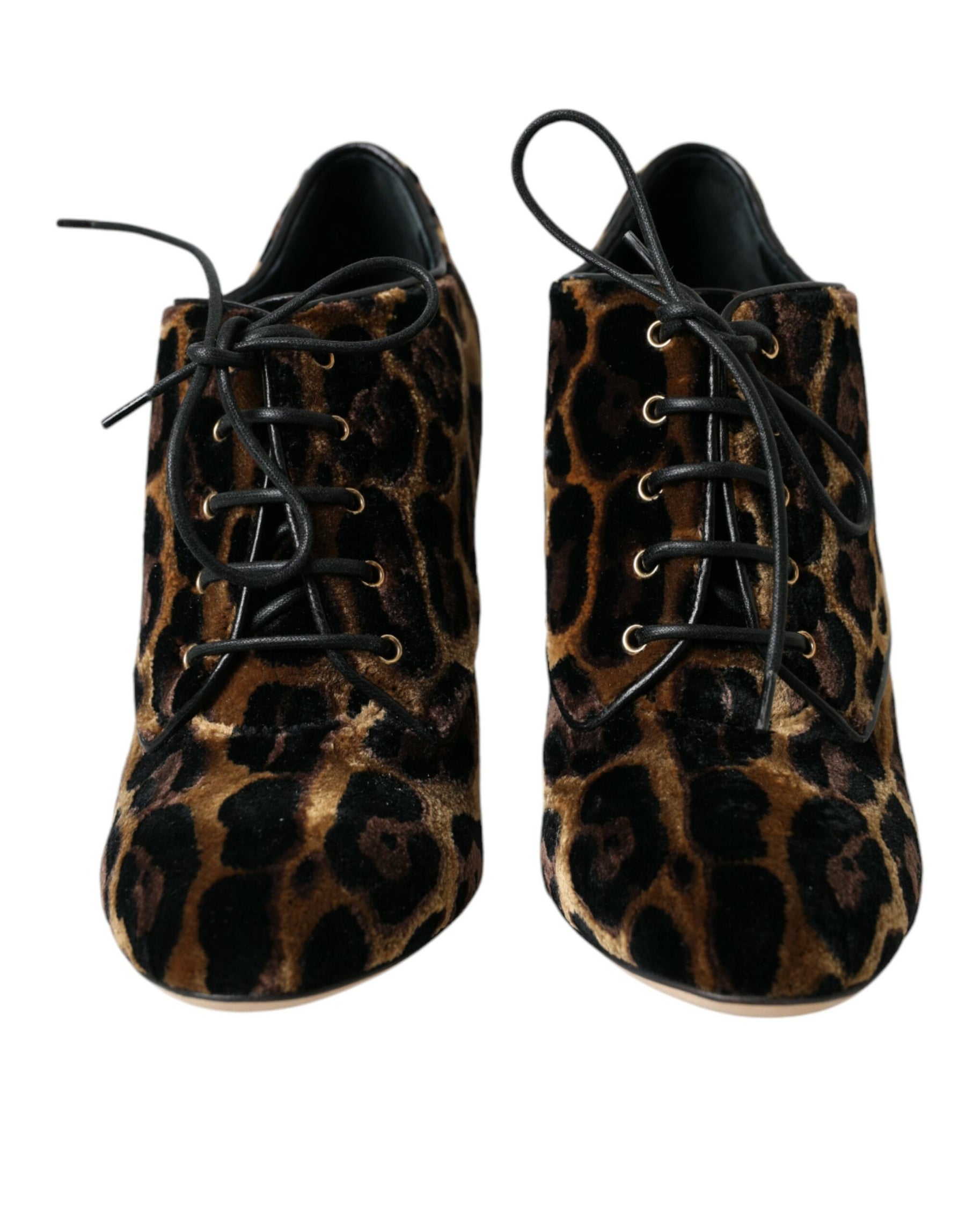 Dolce & Gabbana Brown Leopard Hair Lace Up Booties Shoes | Regal Royce