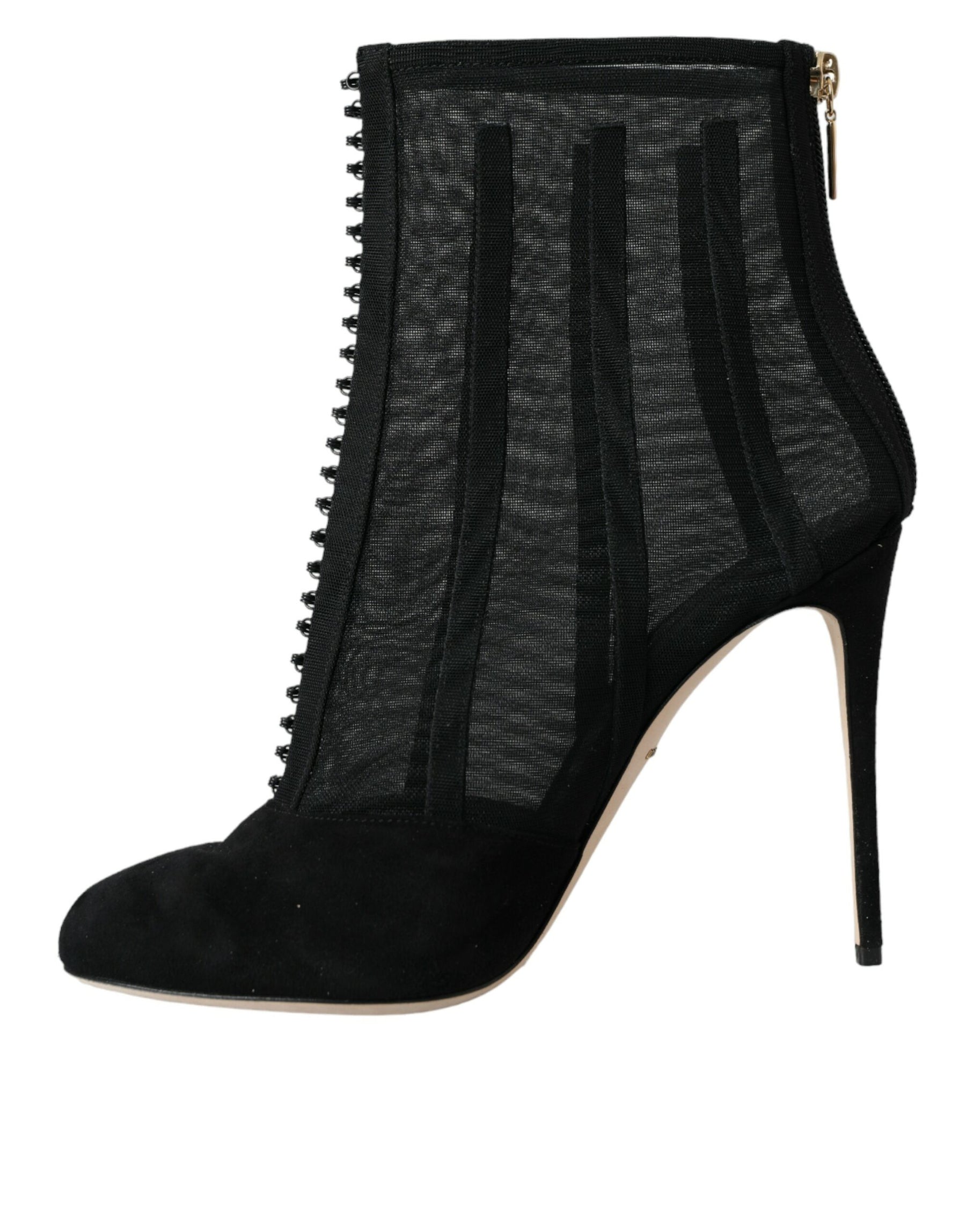 Dolce & Gabbana Black Mesh Stiletto Heels Ankle Boots Shoes | Regal Royce