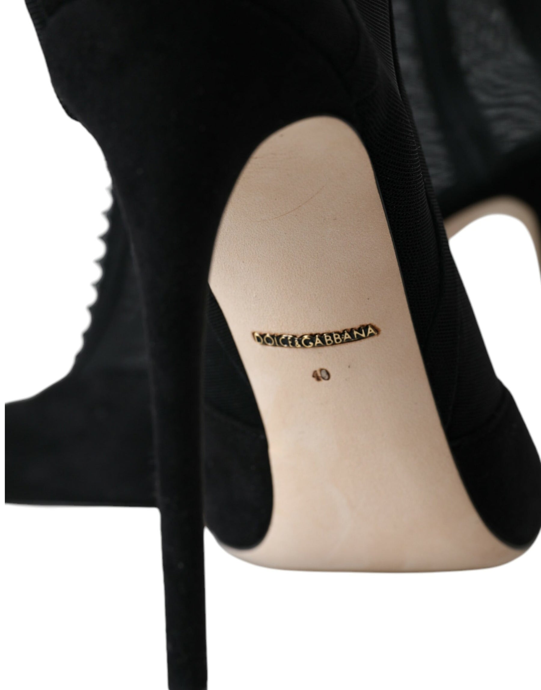 Dolce & Gabbana Black Mesh Stiletto Heels Ankle Boots Shoes | Regal Royce