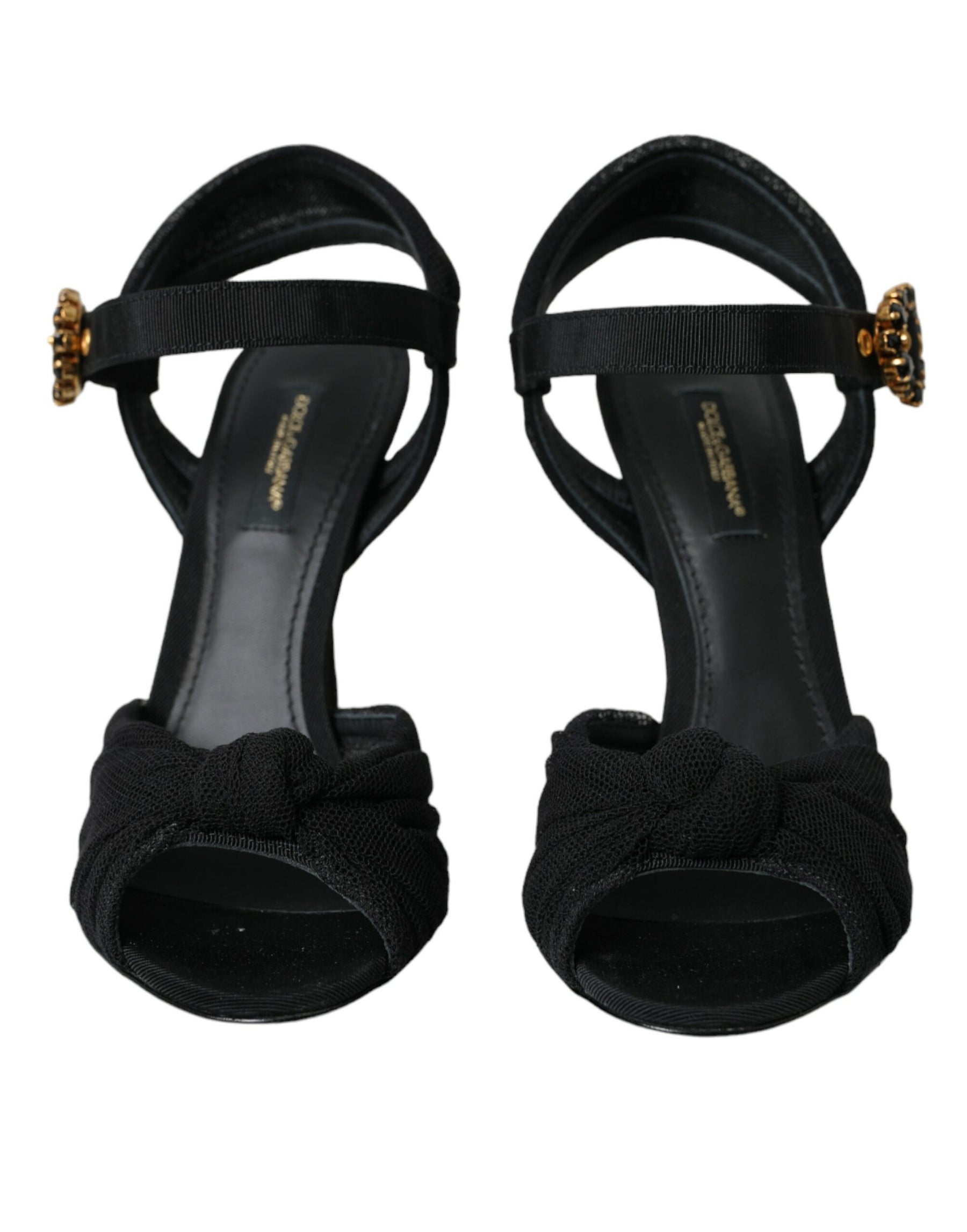 Dolce & Gabbana Black Suede Embellished Heels Sandals Shoes | Regal Royce