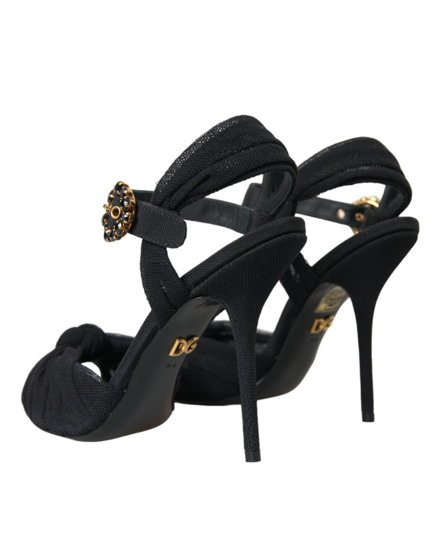 Dolce & Gabbana Black Suede Embellished Heels Sandals Shoes | Regal Royce