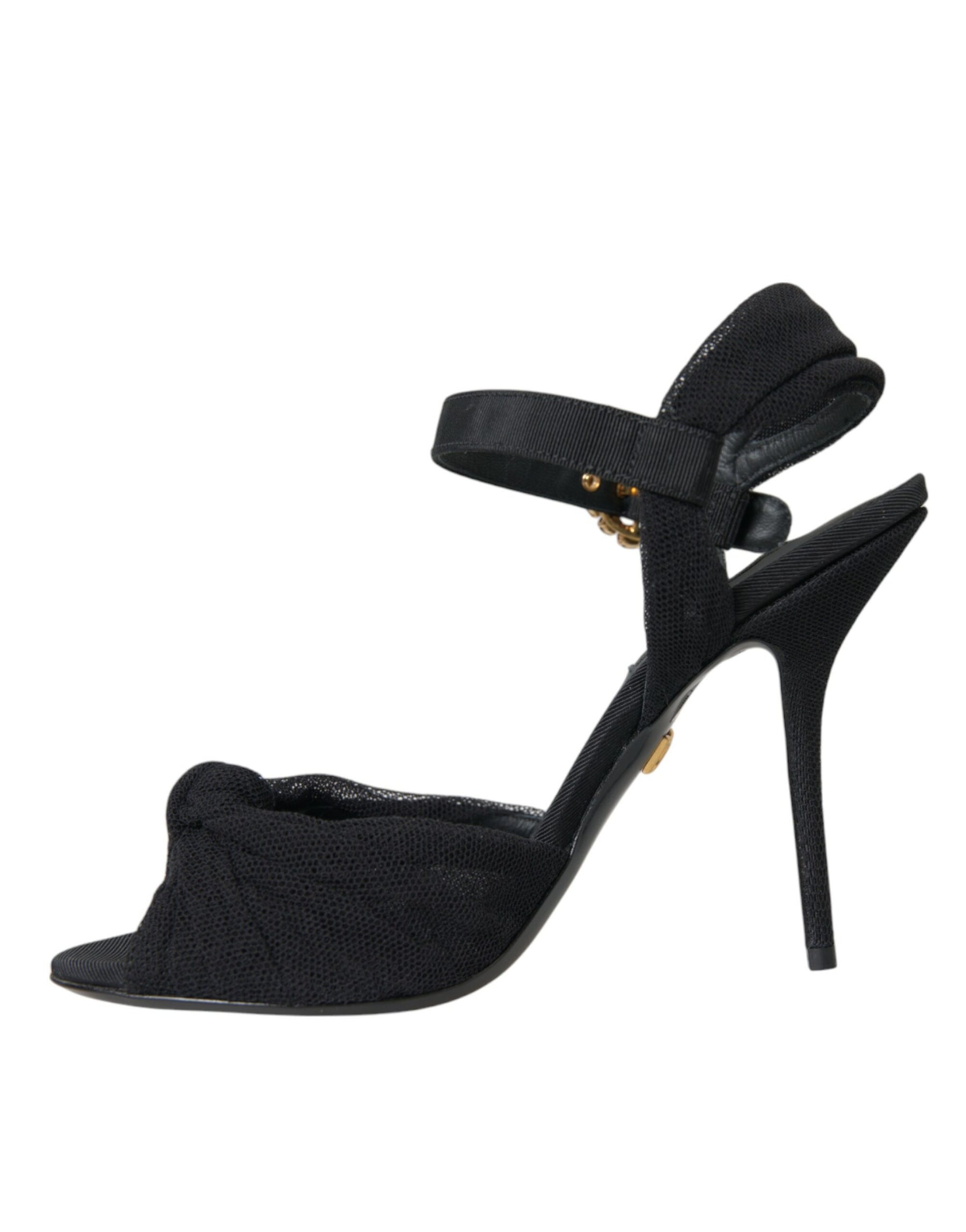 Dolce & Gabbana Black Suede Embellished Heels Sandals Shoes | Regal Royce