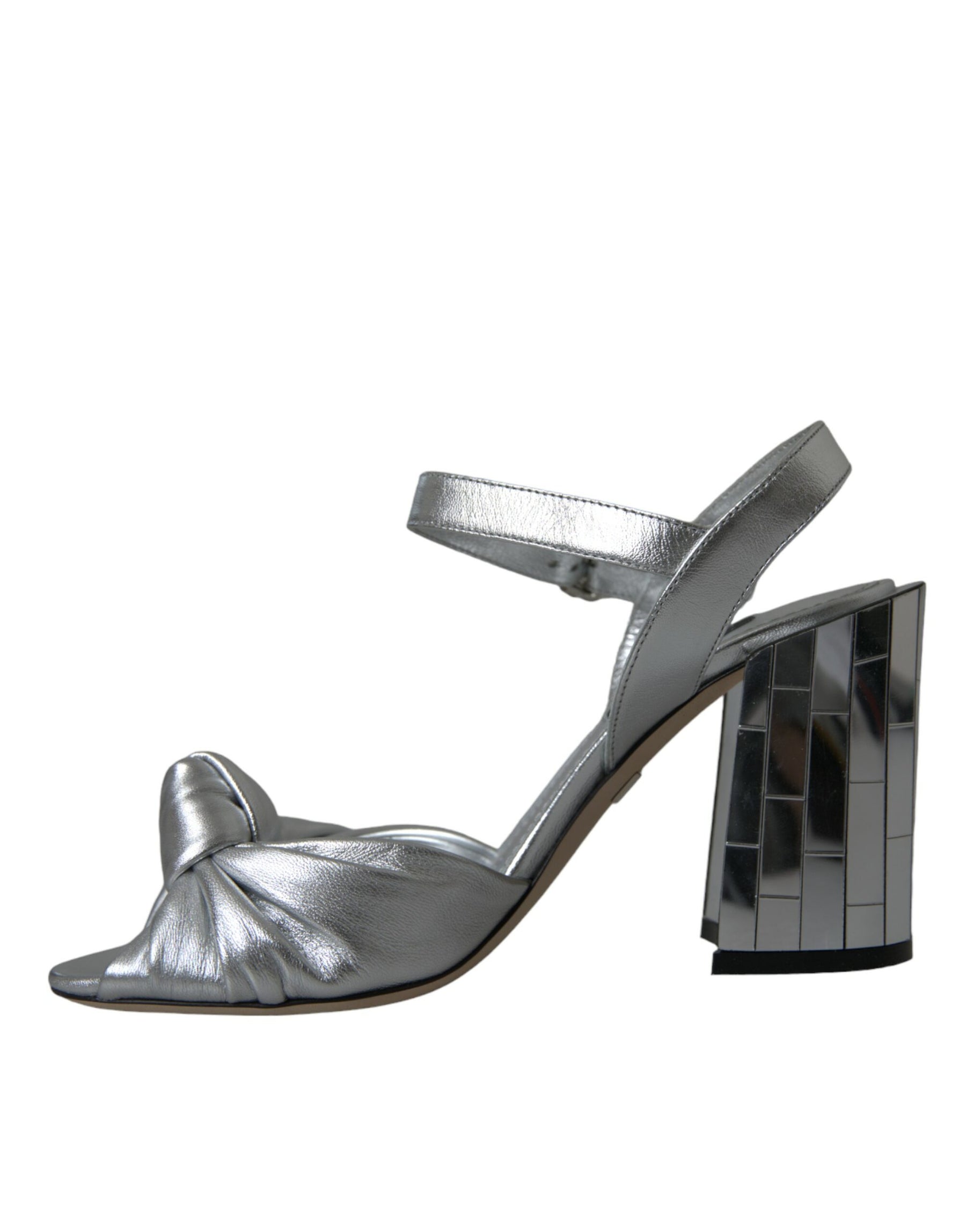 Dolce & Gabbana Silver Lambskin Leather Heels Sandals Shoes | Regal Royce