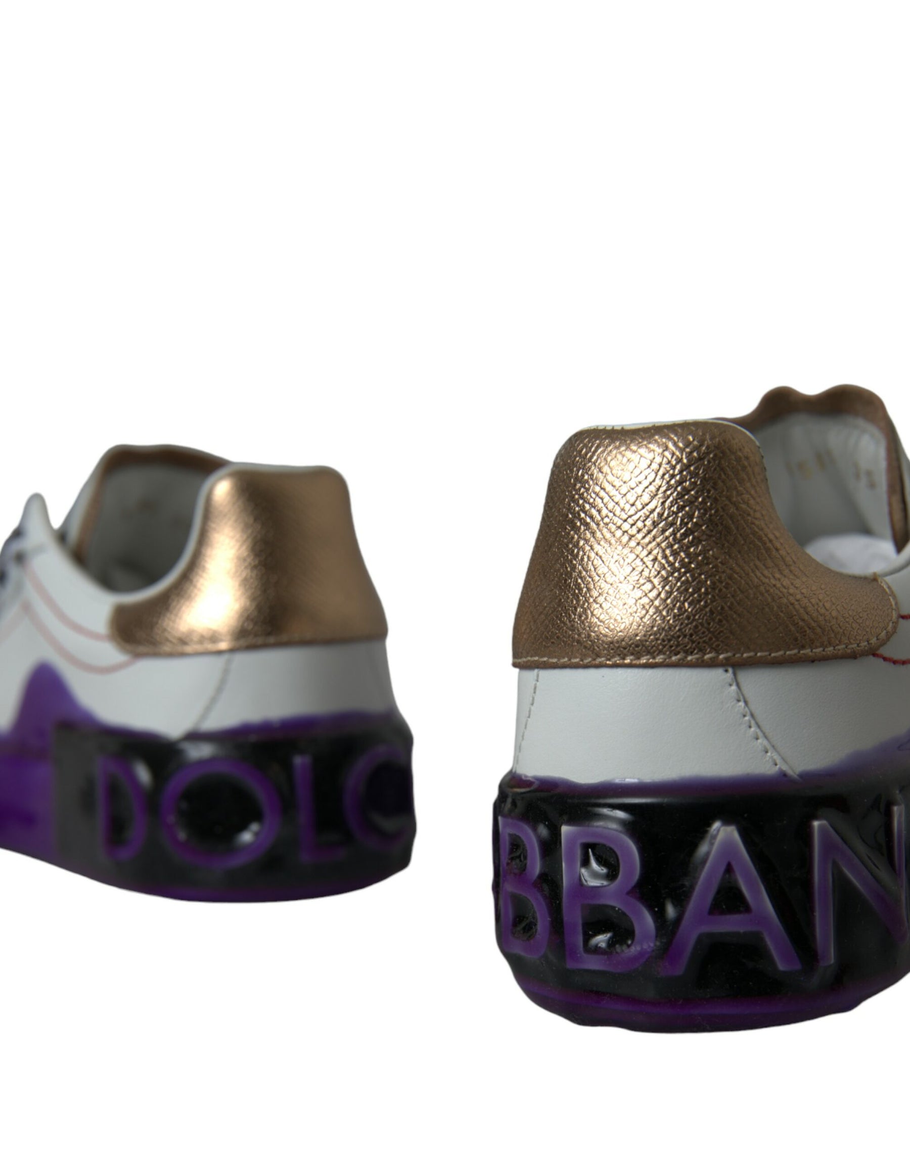 Dolce & Gabbana White Leather Portofino Low Top Sneakers Shoes | Regal Royce