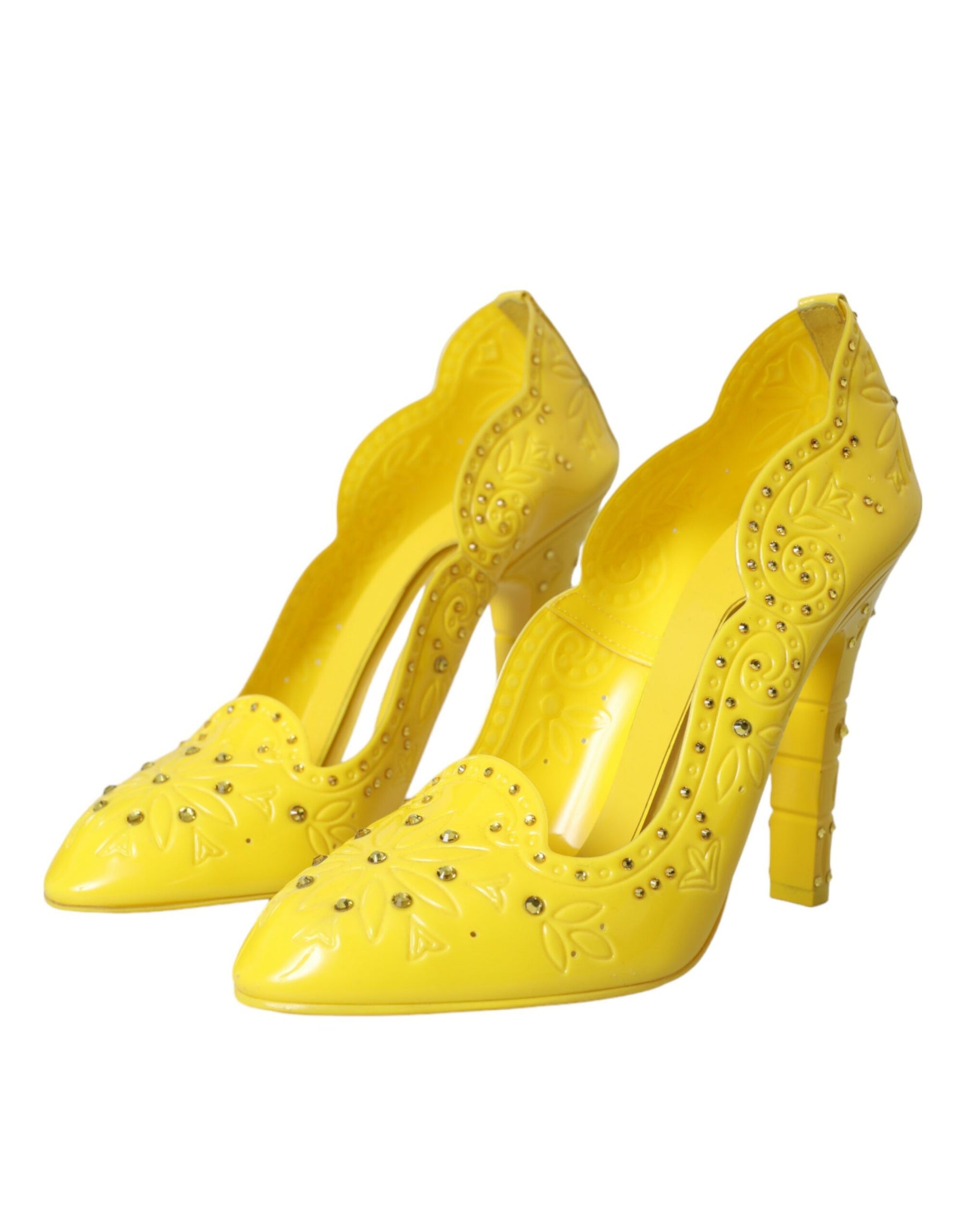 Dolce & Gabbana Yellow Crystal CINDERELLA Heels Pumps Shoes | Regal Royce