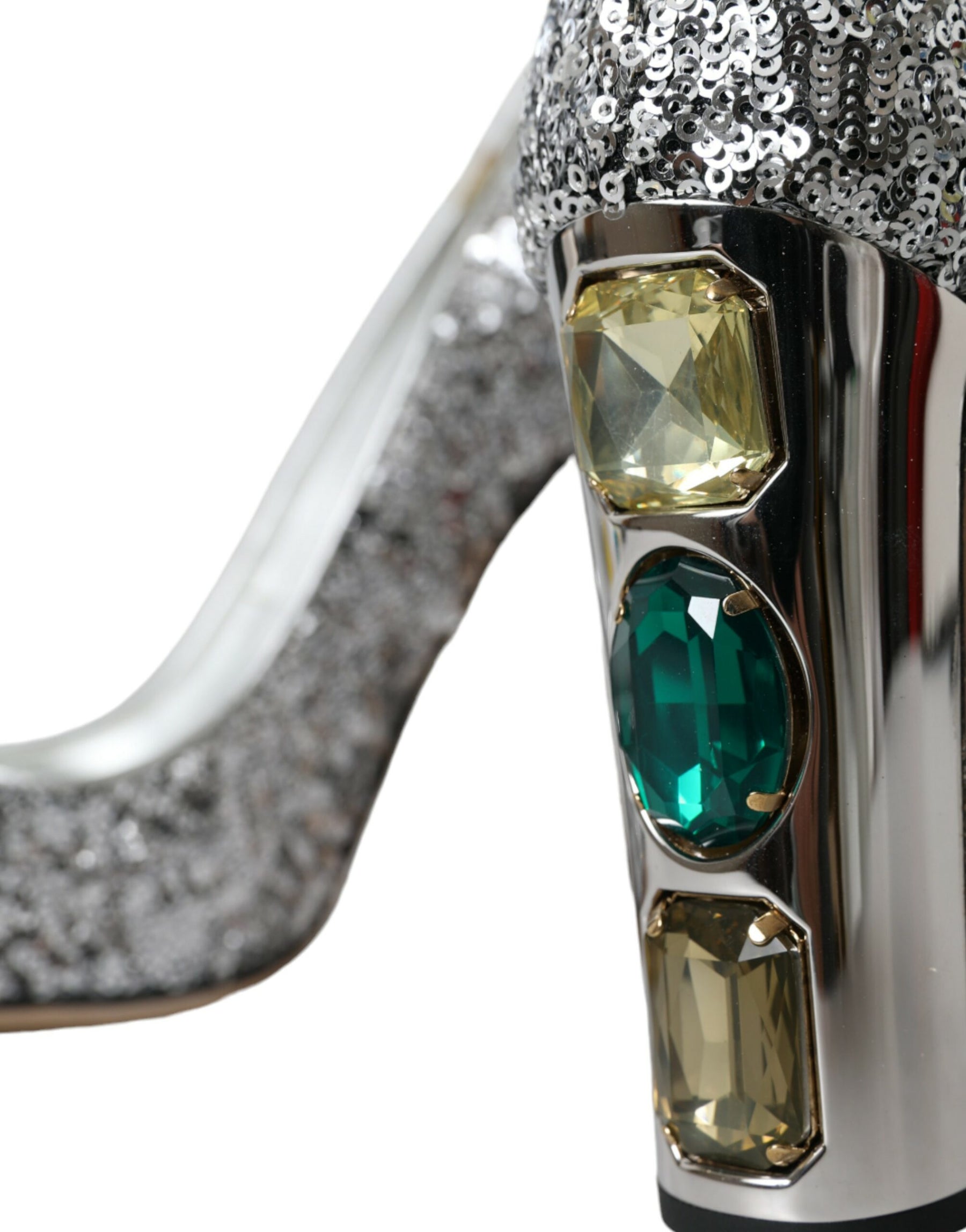 Dolce & Gabbana Silver Sequin Embellished Heels Pumps Shoes | Regal Royce