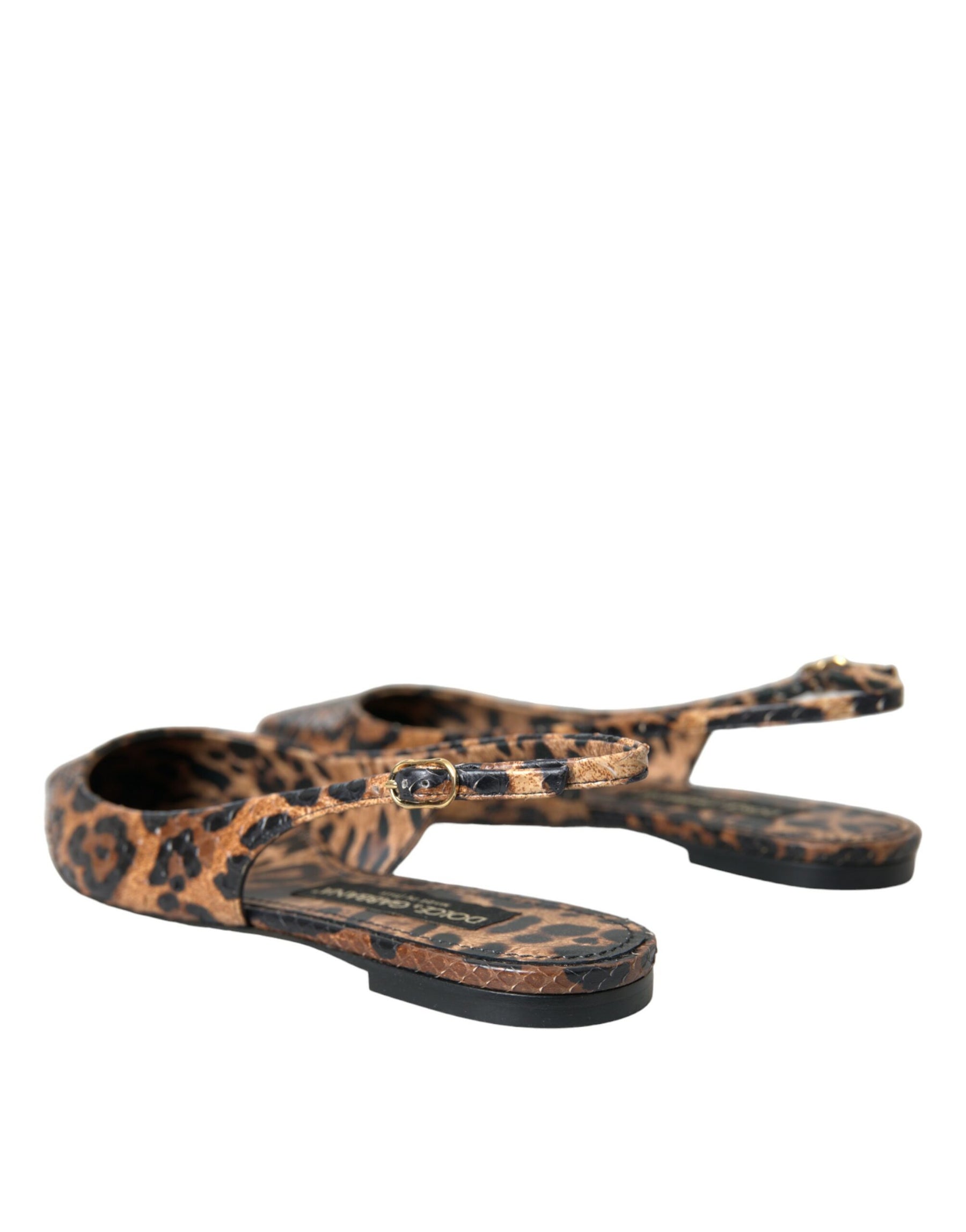 Dolce & Gabbana Brown Leopard Exotic Skin Slingback Shoes | Regal Royce