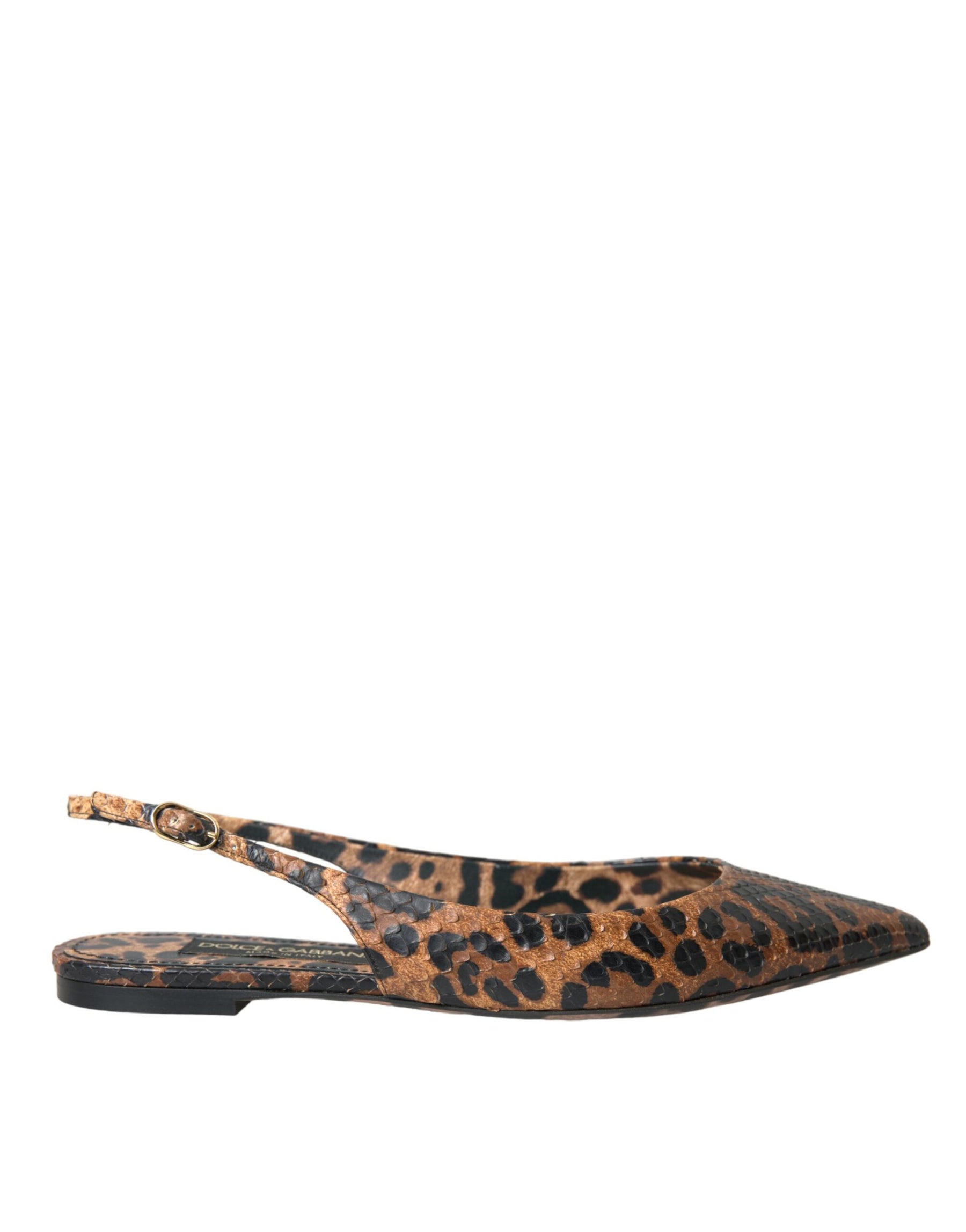 Dolce & Gabbana Brown Leopard Exotic Skin Slingback Shoes | Regal Royce