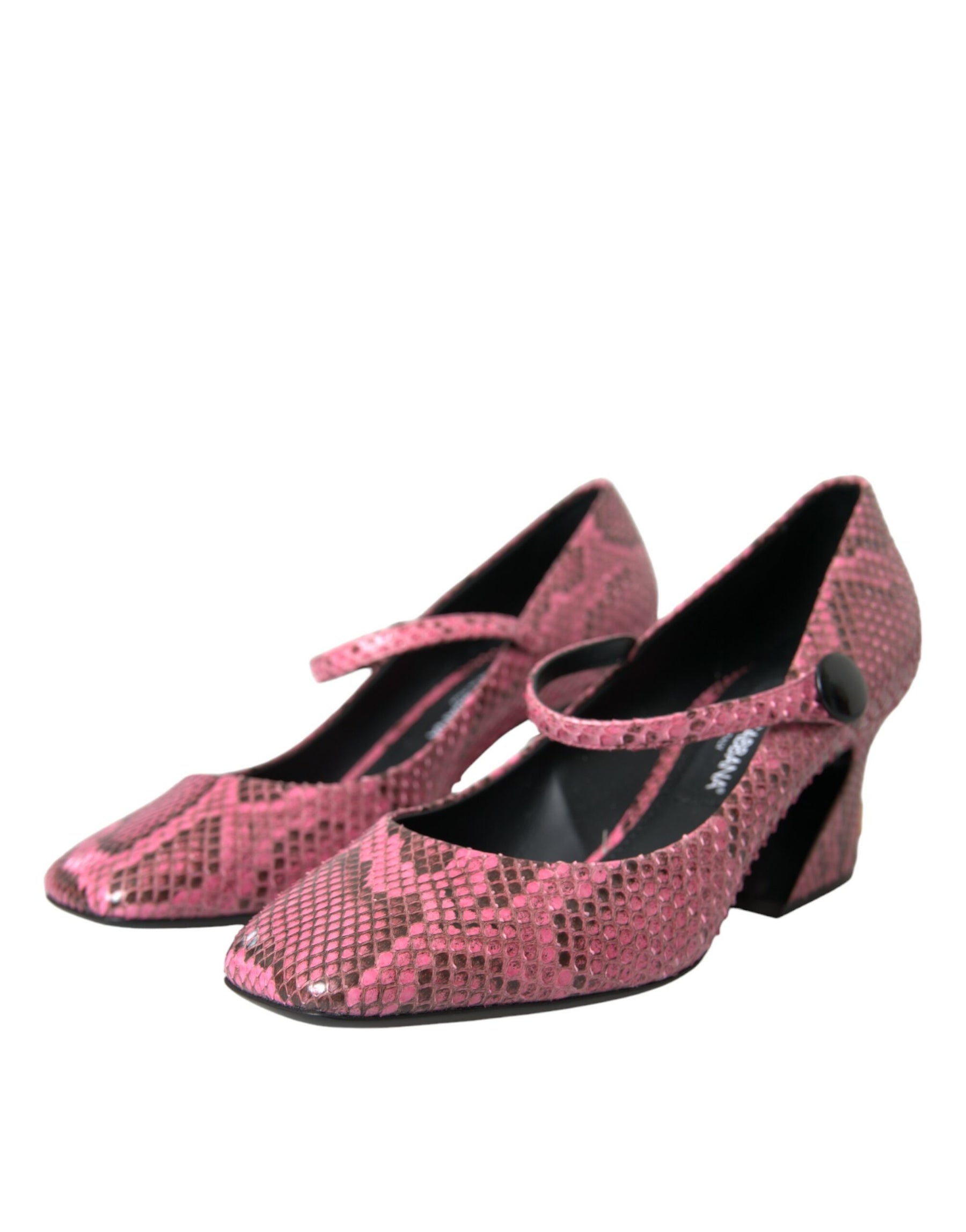 Dolce & Gabbana Pink Python Leather Mary Jane Heels Shoes | Regal Royce
