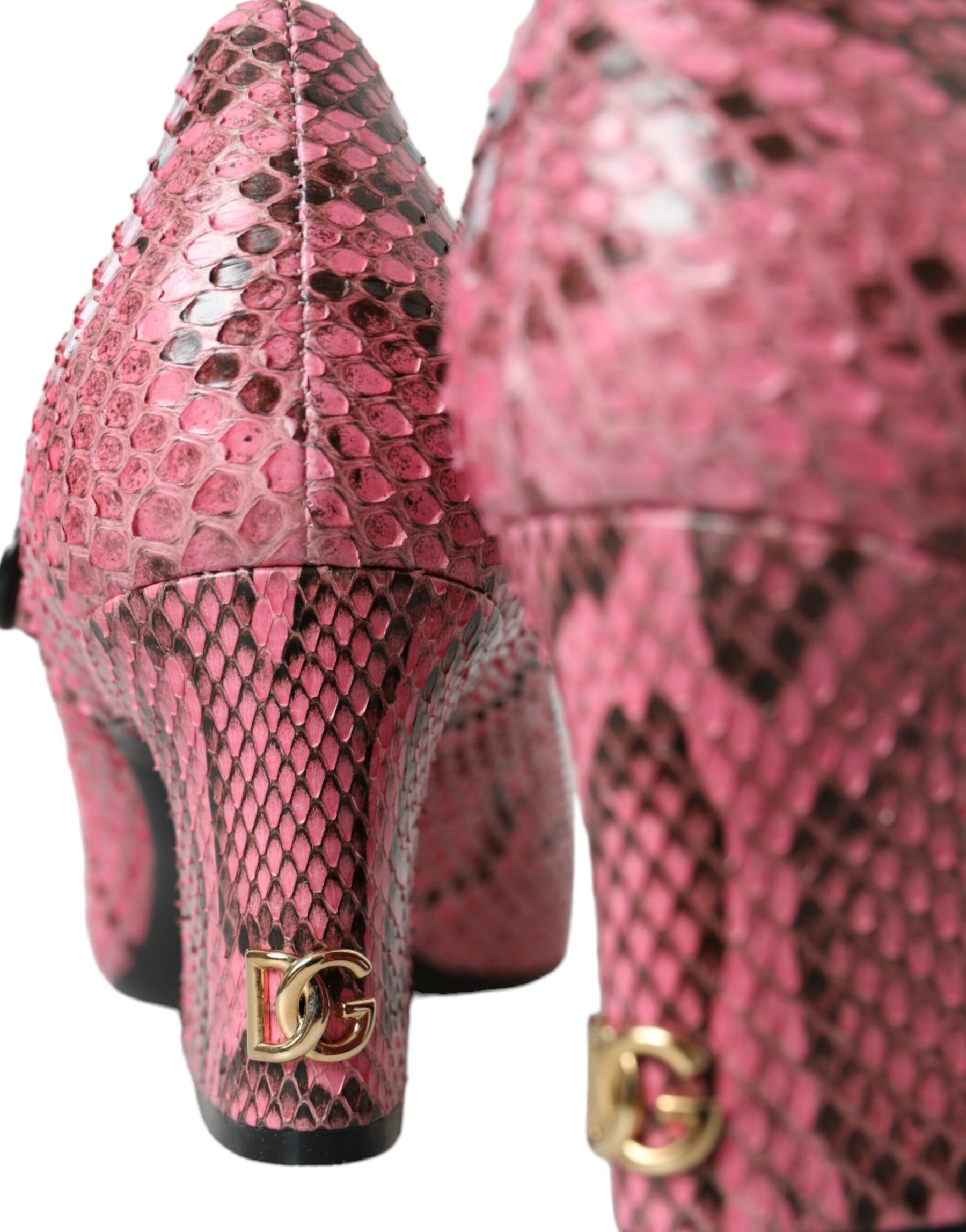 Dolce & Gabbana Pink Python Leather Mary Jane Heels Shoes | Regal Royce