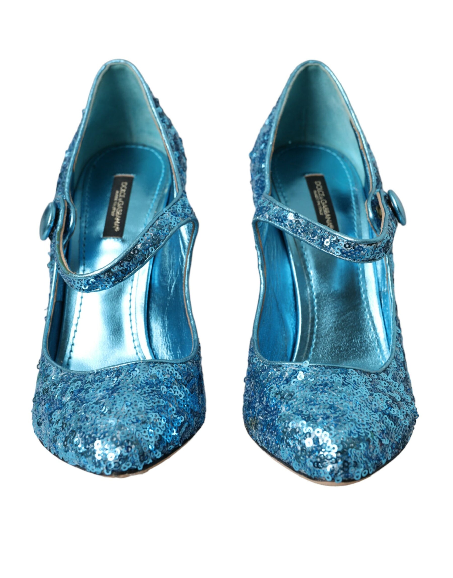 Dolce & Gabbana Blue Sequin Mary Jane Pumps High Heels Shoes | Regal Royce