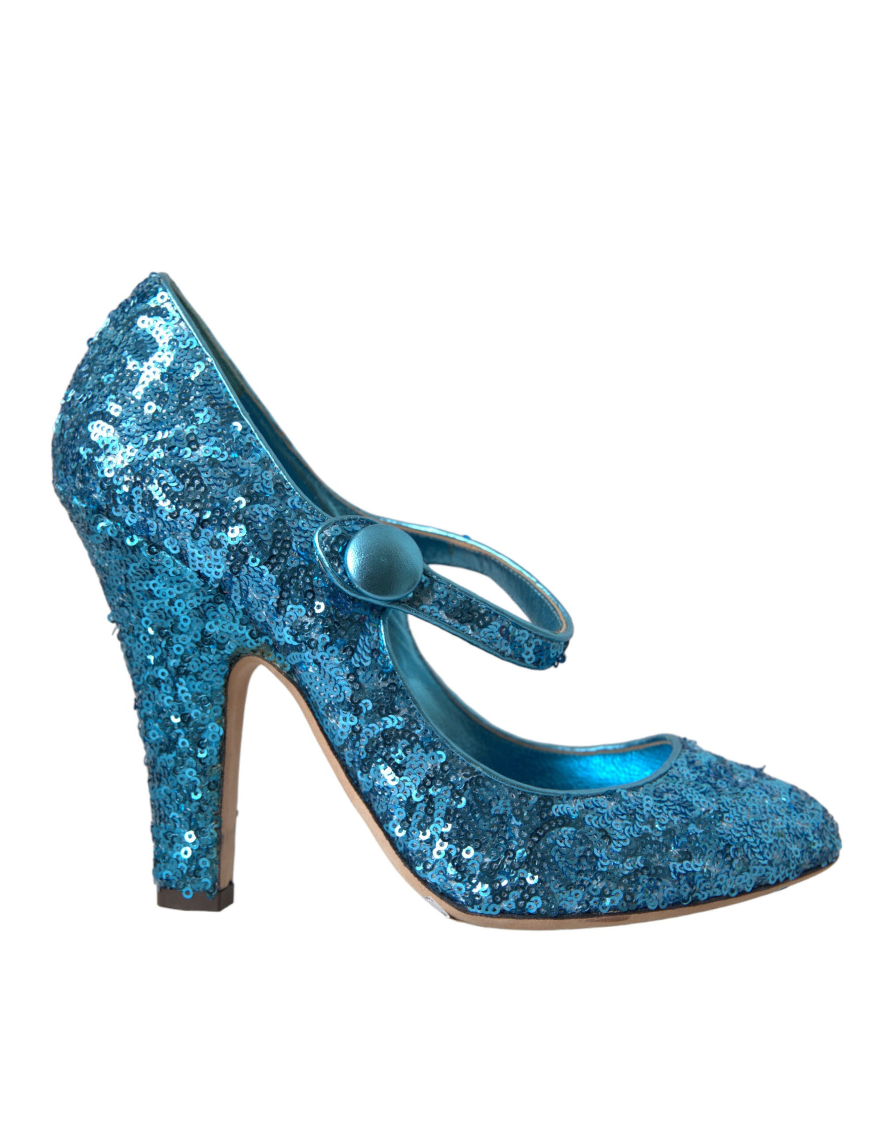 Dolce & Gabbana Blue Sequin Mary Jane Pumps High Heels Shoes | Regal Royce