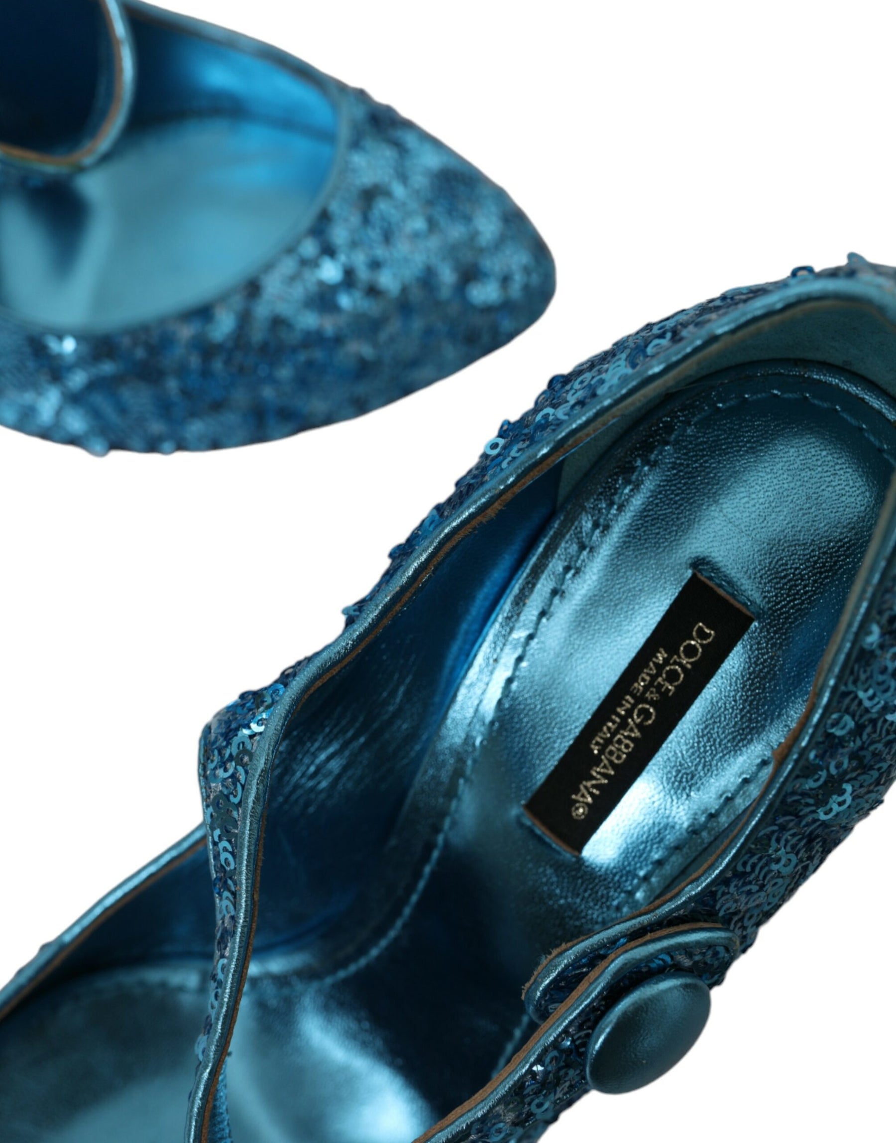 Dolce & Gabbana Blue Sequin Mary Jane Pumps High Heels Shoes | Regal Royce