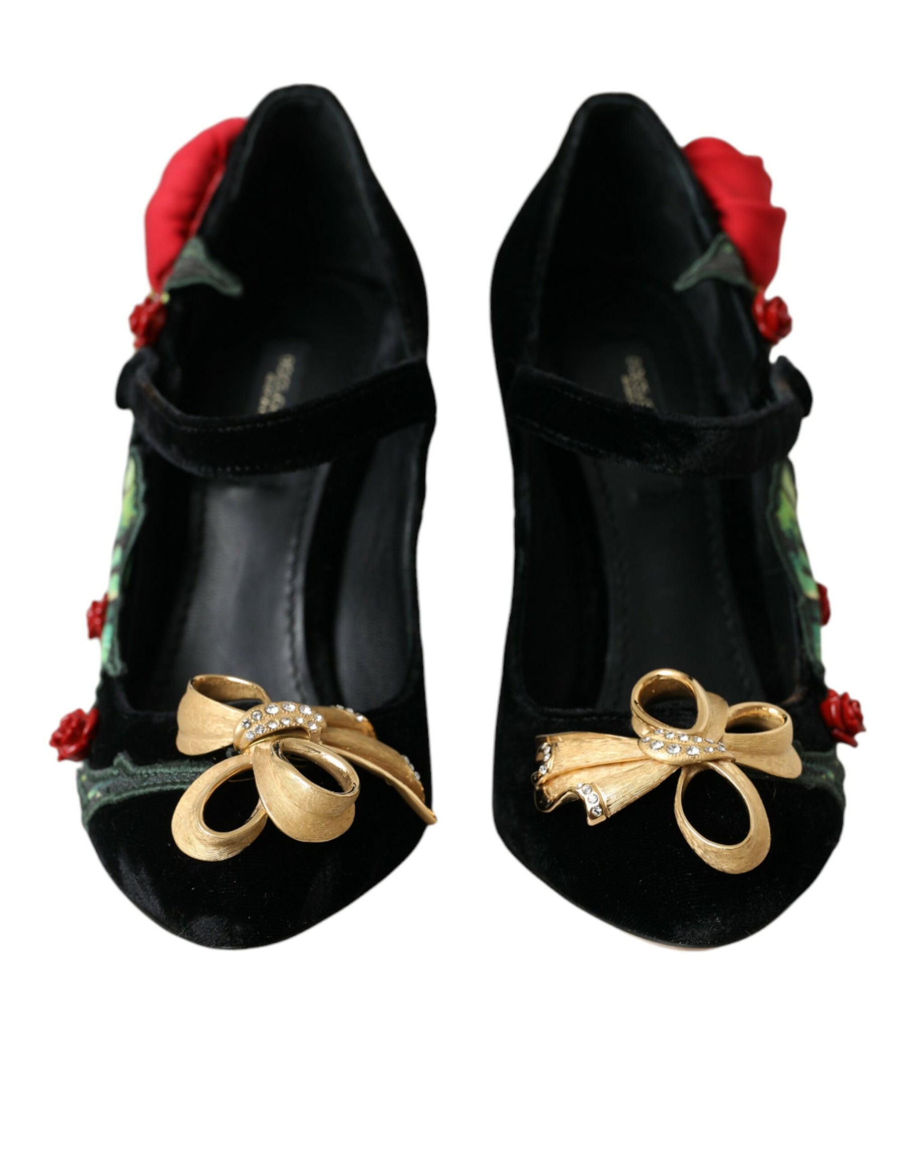 Dolce & Gabbana Black Roses Crystal Brooch Mary Jane Shoes | Regal Royce
