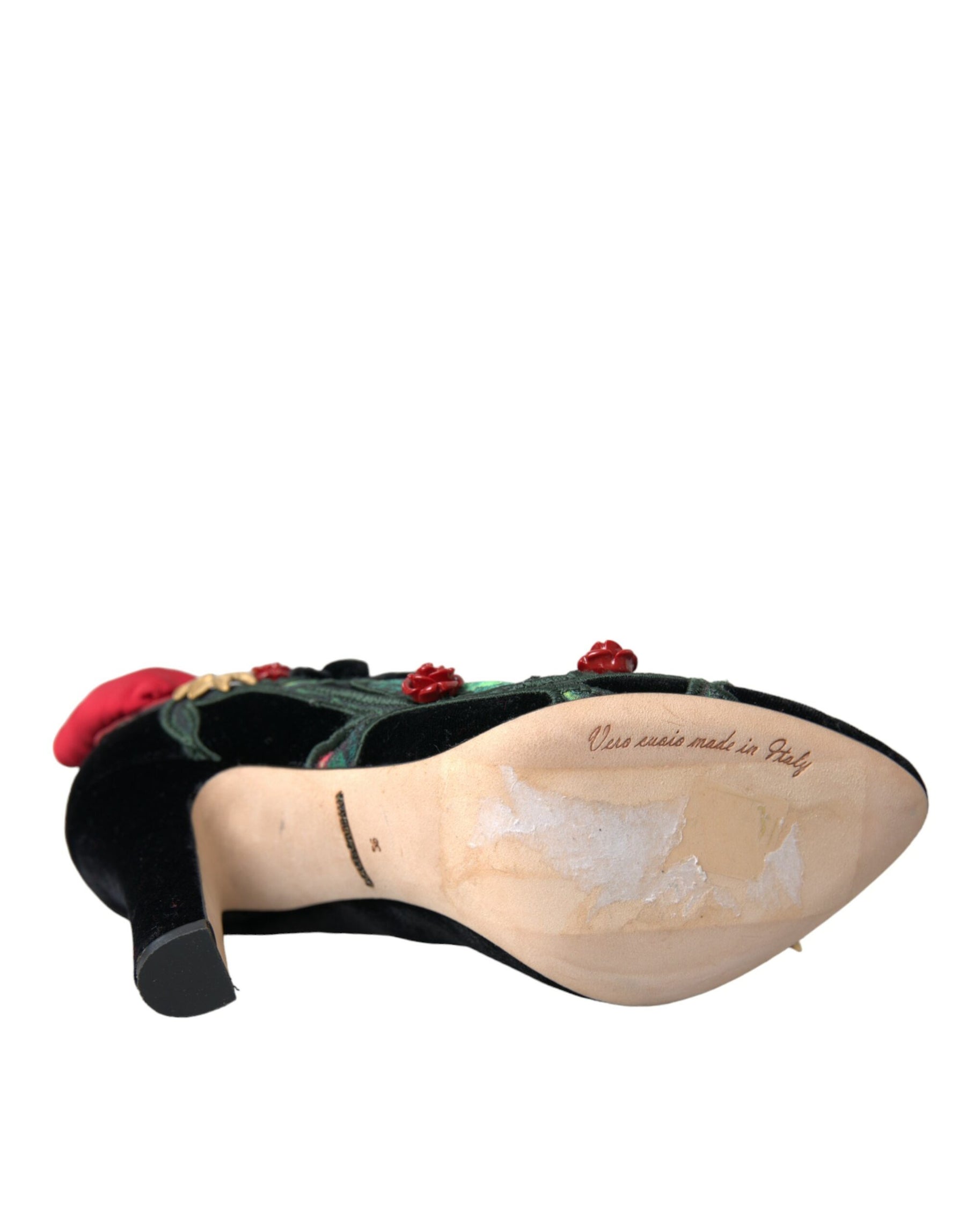 Dolce & Gabbana Black Roses Crystal Brooch Mary Jane Shoes | Regal Royce