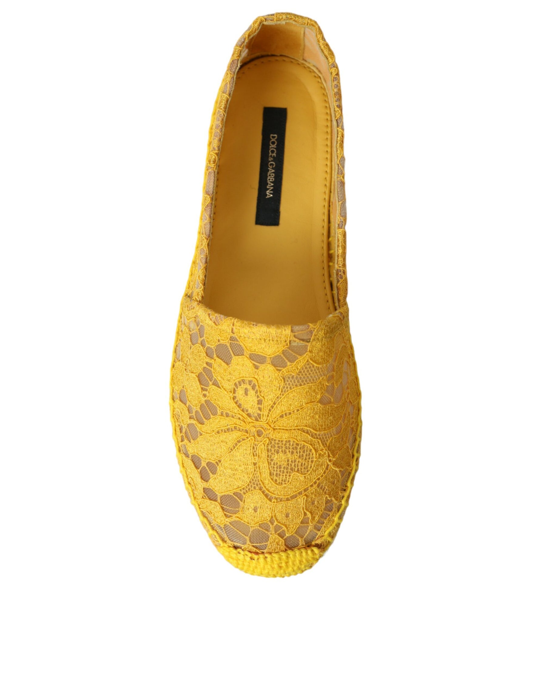 Dolce & Gabbana Yellow Taormina Lace Espadrille Loafers Flats Shoes | Regal Royce