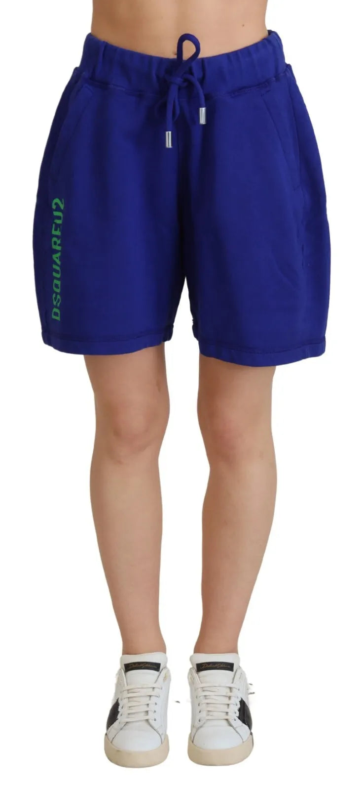 Dsquared² Blue Logo Cotton High Waist Sweatshorts Shorts | Regal Royce