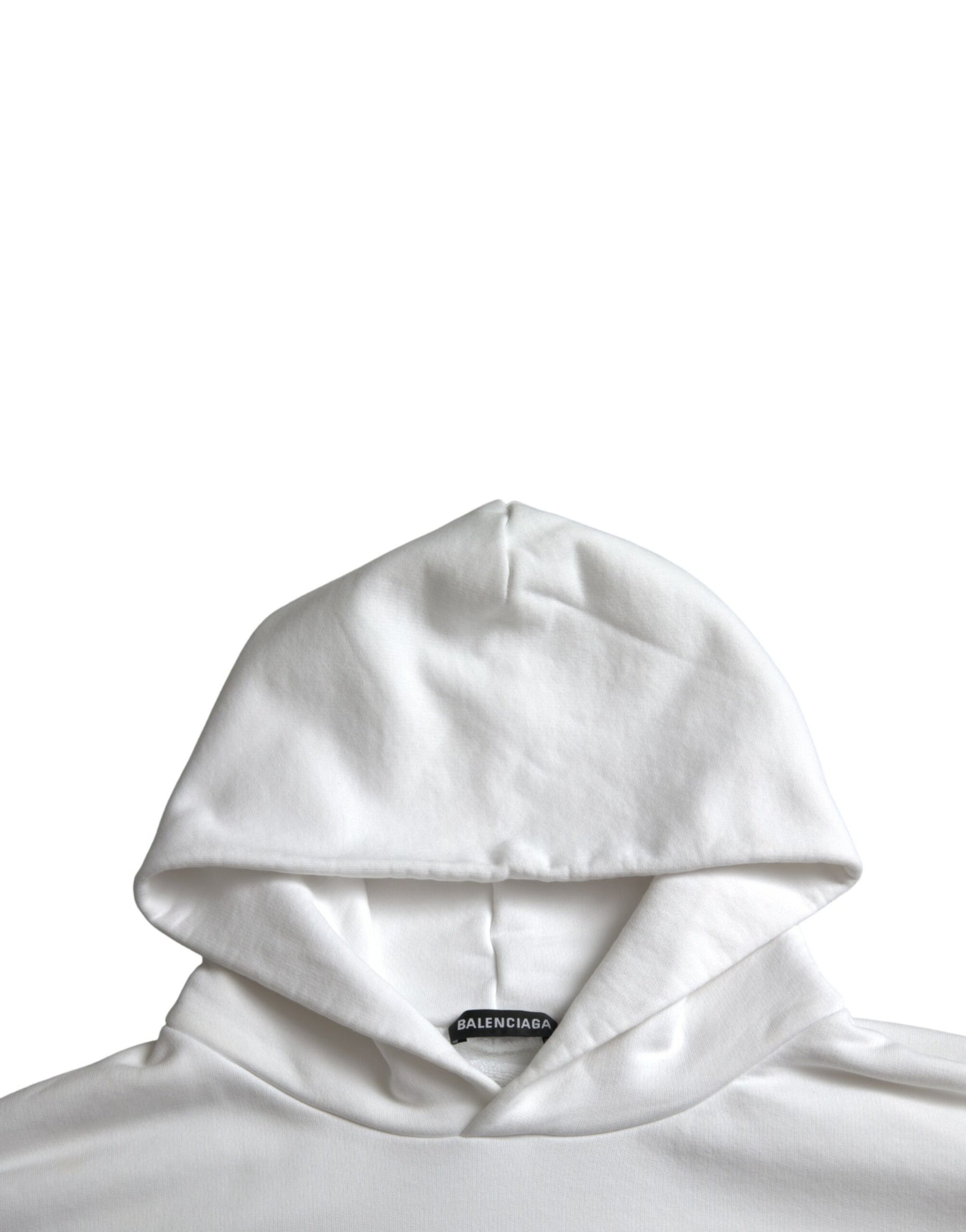 Balenciaga White Cotton Logo Hooded Pullover Sweatshirt Sweater | Regal Royce