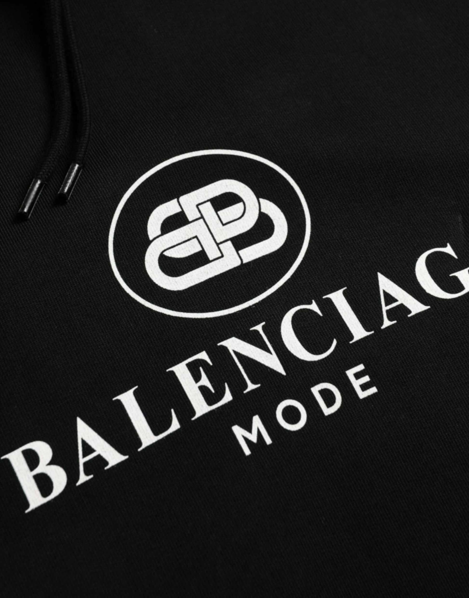 Balenciaga Black Cotton Logo Hooded Pullover Sweatshirt Sweater | Regal Royce