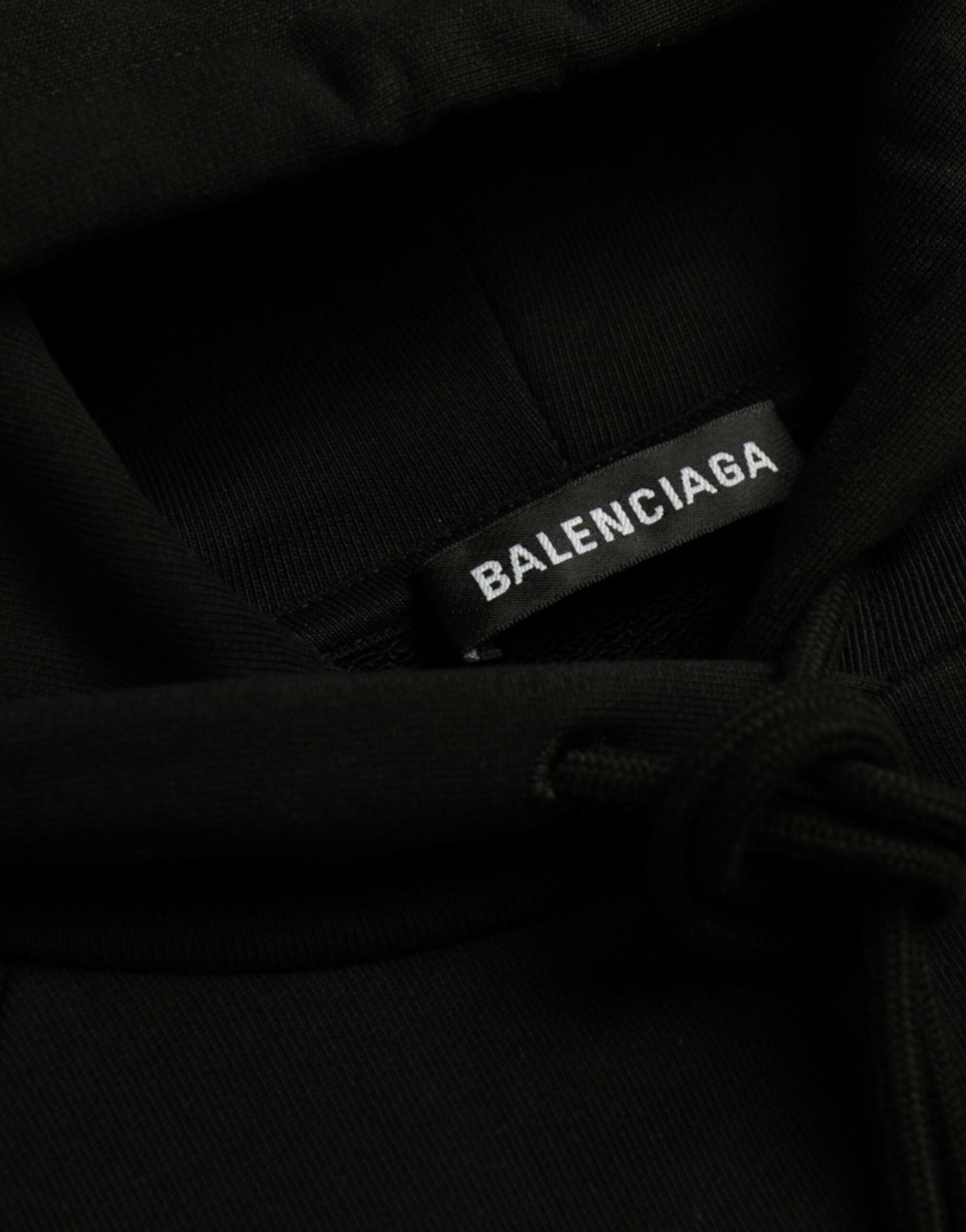 Balenciaga Black Cotton Logo Hooded Pullover Sweatshirt Sweater | Regal Royce