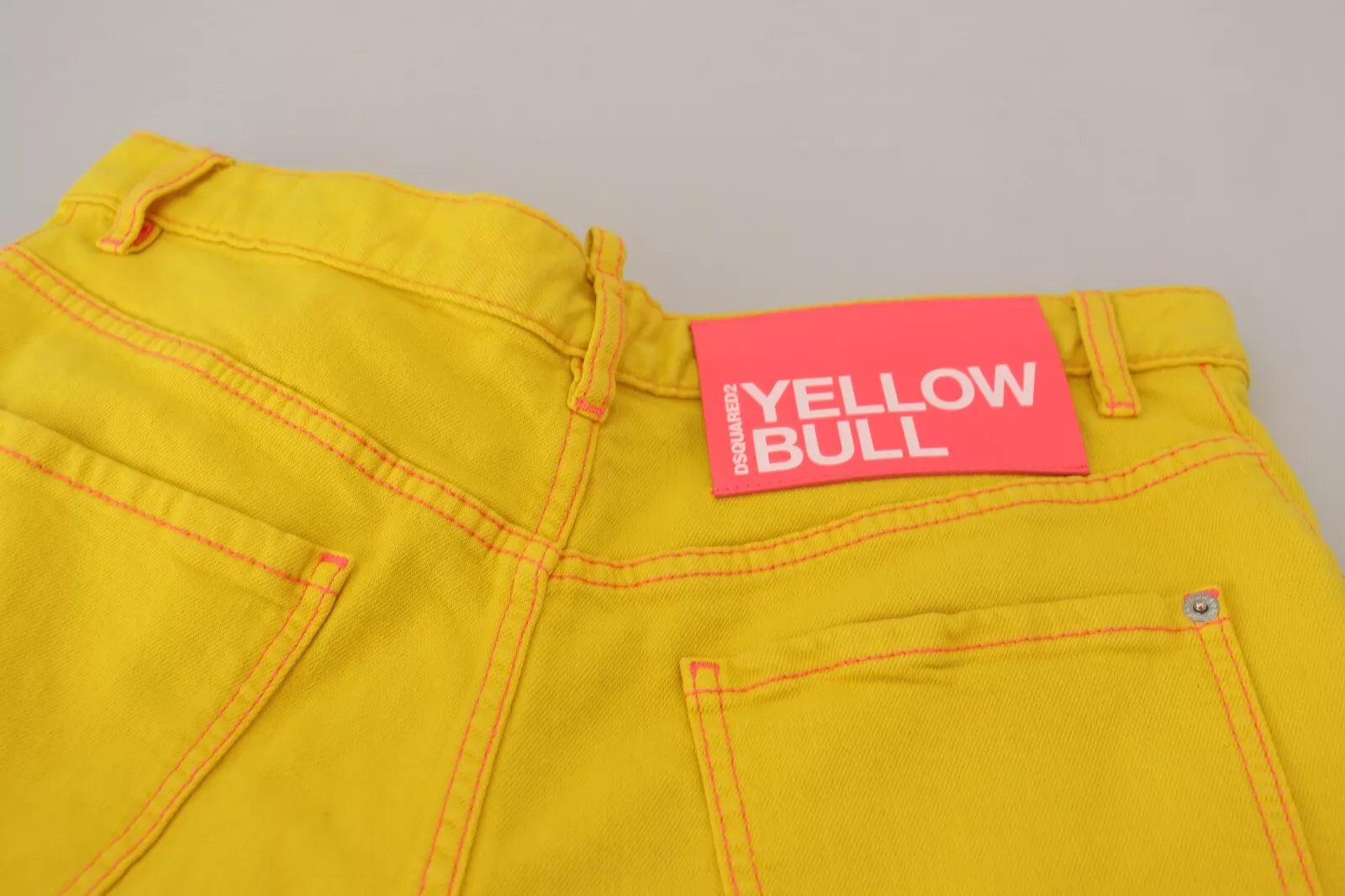 Dsquared² Yellow Cotton High Waist Baggy Women Hotpants Shorts | Regal Royce