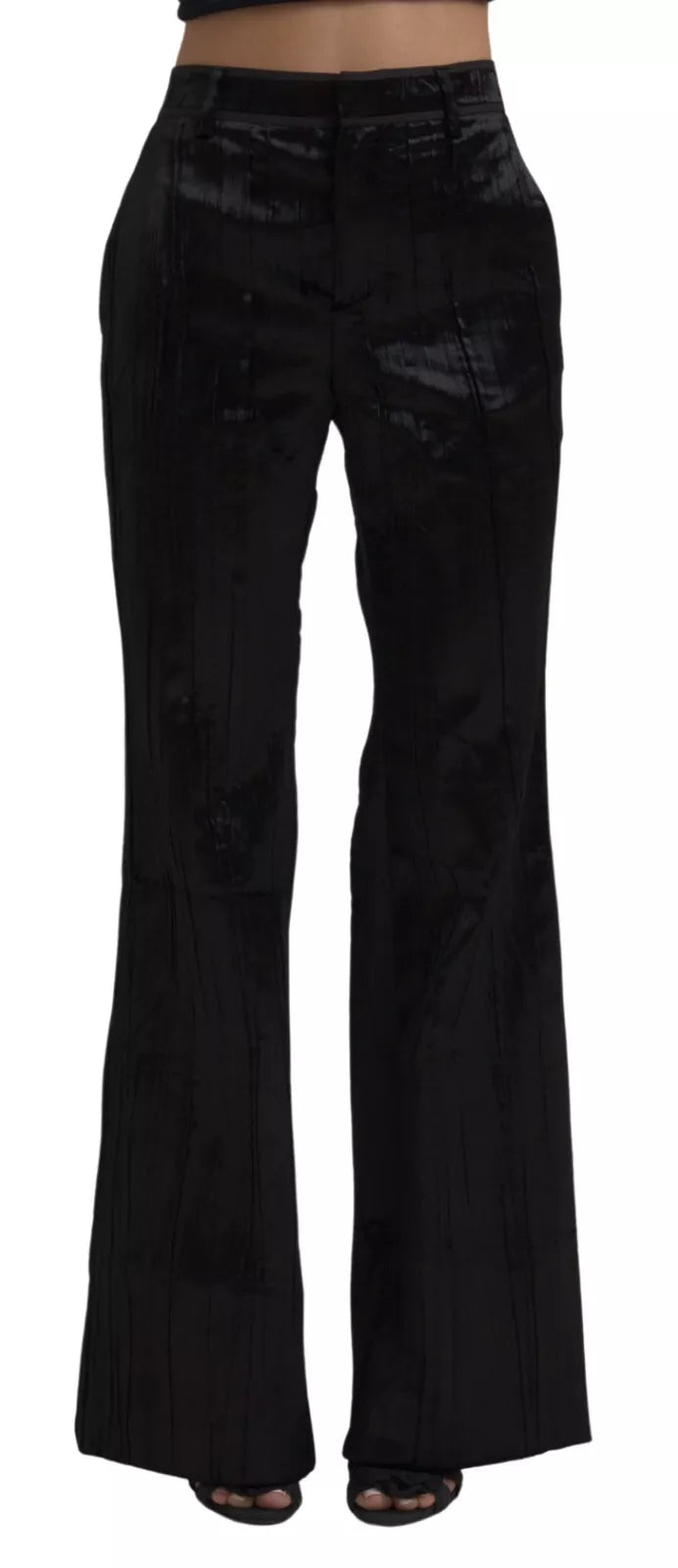 Dsquared² Black Viscose Super Flare High Waist Pants | Regal Royce