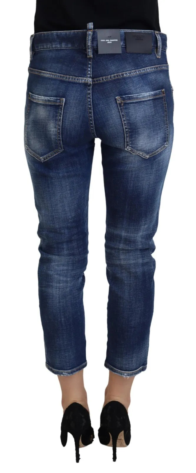 Dsquared² Blue Cotton Mid Waist Cropped Denim Jeans Cool Girl | Regal Royce