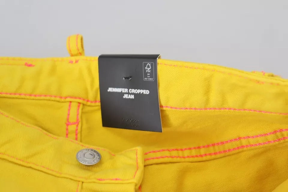 Dsquared² Yellow Cotton Low Waist Cropped Jennifer Denim Jeans | Regal Royce