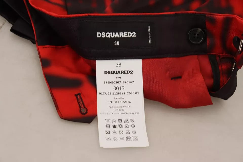 Dsquared² Red Printed High Waist Straight Pants | Regal Royce
