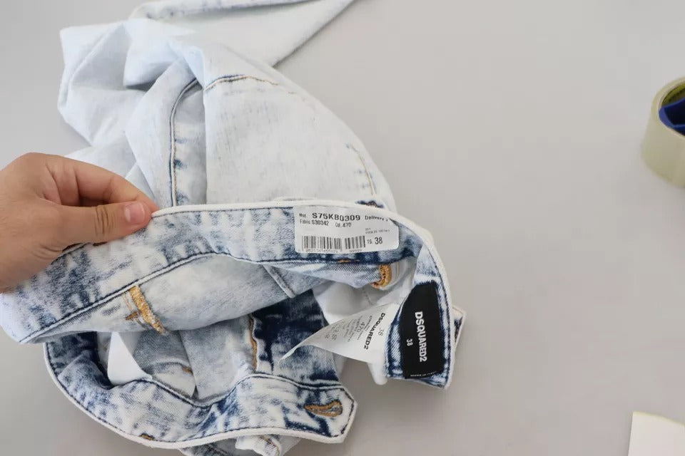 Dsquared² Light Blue Cotton High Waist Straight Denim Jeans | Regal Royce