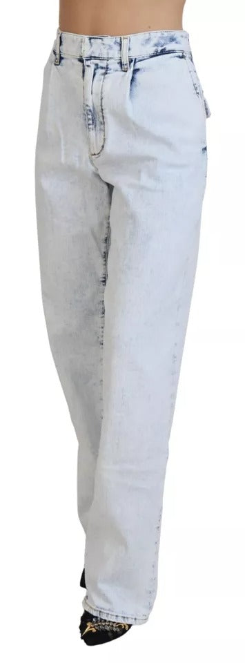 Dsquared² Light Blue Cotton High Waist Straight Denim Jeans | Regal Royce