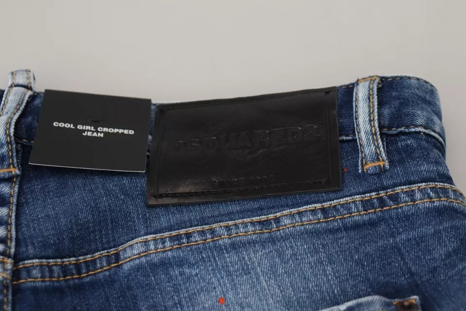 Dsquared² Blue Icon Low Waist Cropped Cool Girl Denim Jeans | Regal Royce