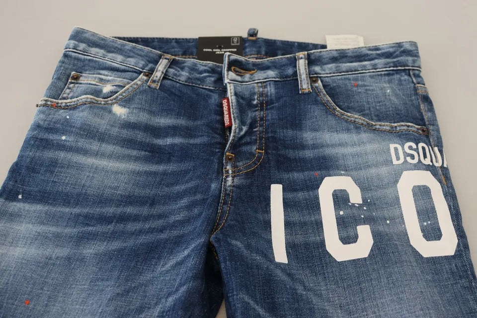 Dsquared² Blue Icon Low Waist Cropped Cool Girl Denim Jeans | Regal Royce