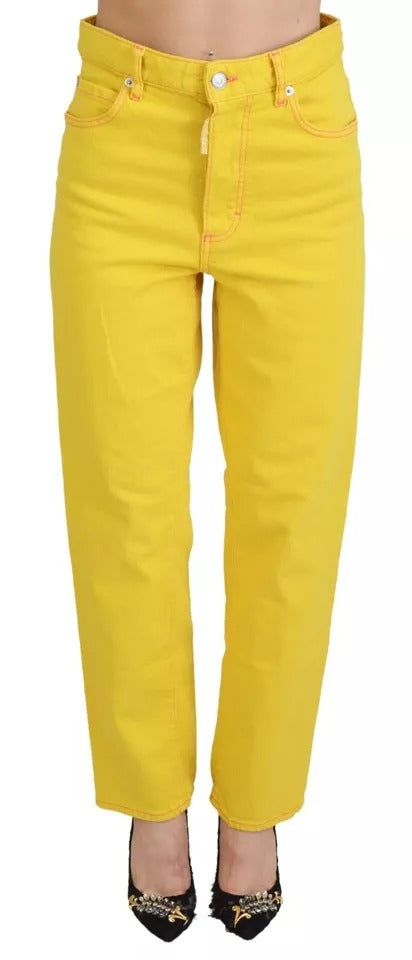 Dsquared² Yellow Cotton High Waist Straight Denim Boston Jeans | Regal Royce