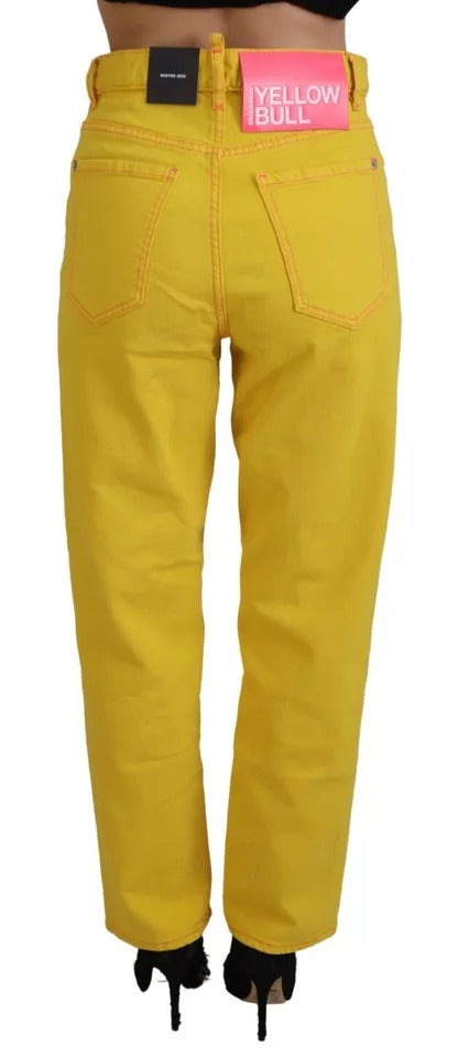 Dsquared² Yellow Cotton High Waist Straight Denim Boston Jeans | Regal Royce