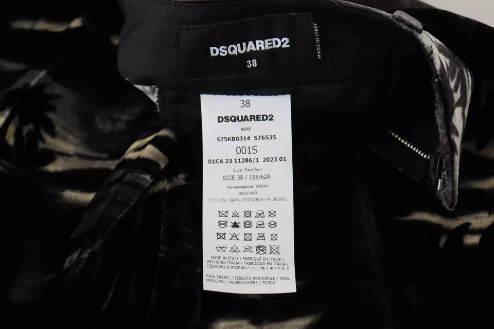 Dsquared² Black Printed High Waist Super Flare Pants | Regal Royce