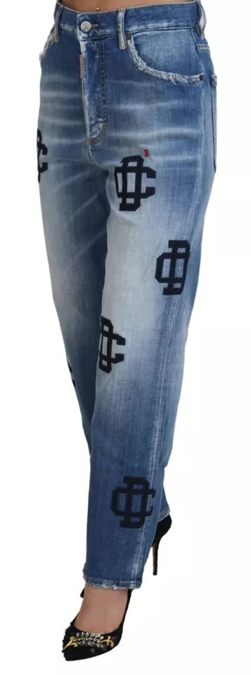 Dsquared² Blue Washed High Waist Straight Denim Boston Jeans | Regal Royce