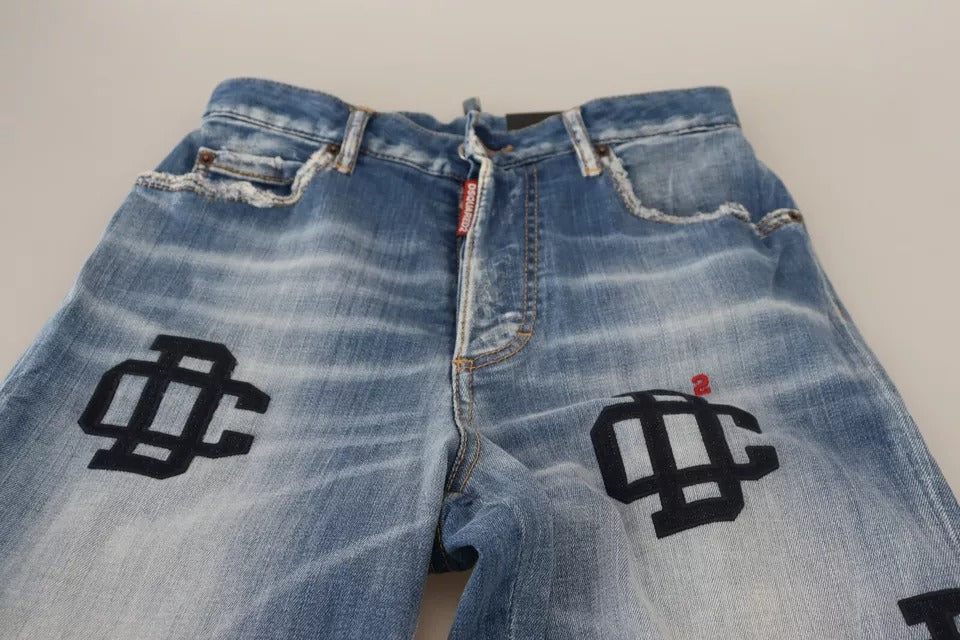 Dsquared² Blue Washed High Waist Straight Denim Boston Jeans | Regal Royce