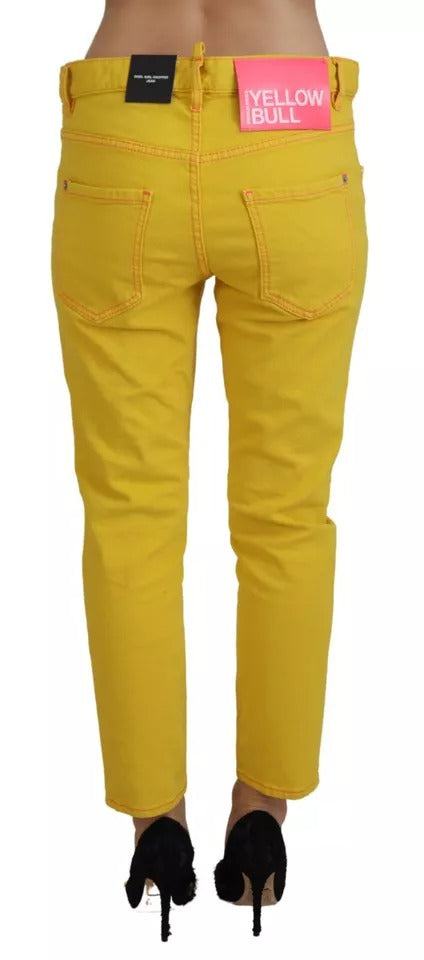 Dsquared² Yellow Cotton Low Waist Crop Denim Cool Girl Jeans | Regal Royce