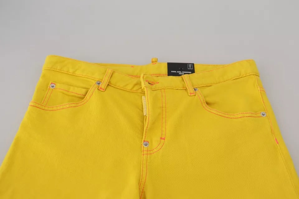 Dsquared² Yellow Cotton Low Waist Crop Denim Cool Girl Jeans | Regal Royce
