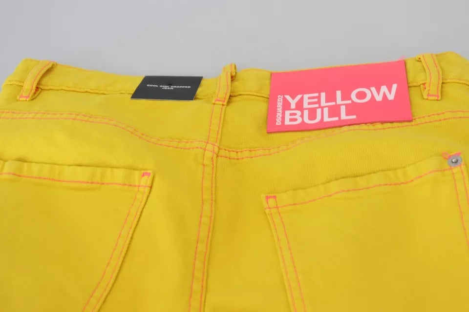 Dsquared² Yellow Cotton Low Waist Crop Denim Cool Girl Jeans | Regal Royce