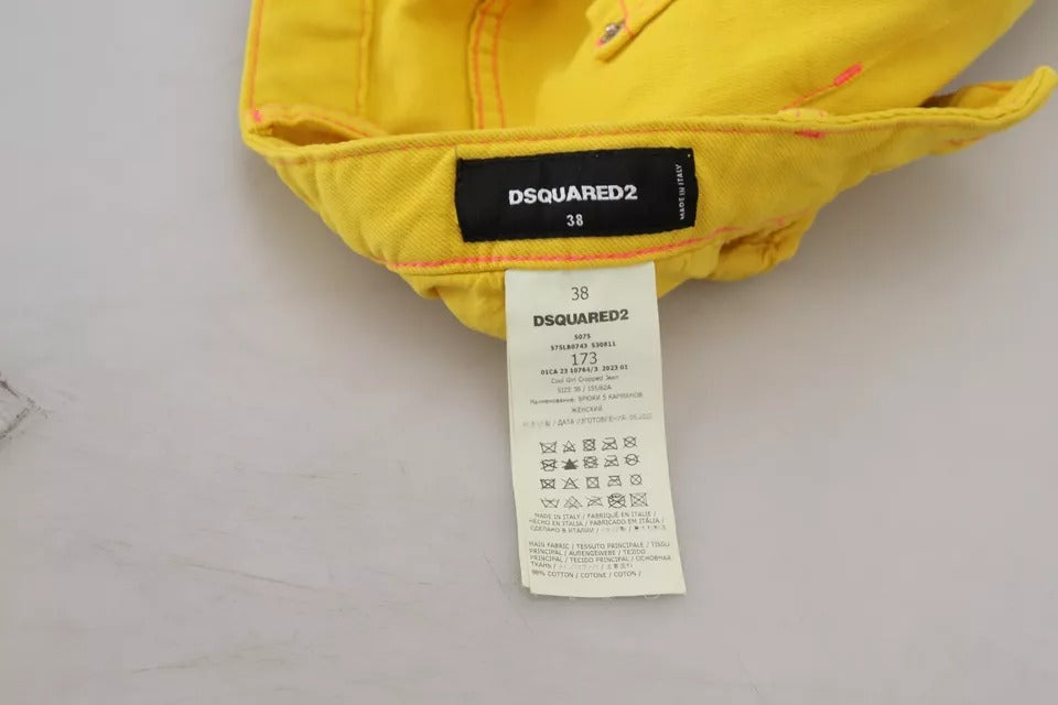 Dsquared² Yellow Cotton Low Waist Crop Denim Cool Girl Jeans | Regal Royce