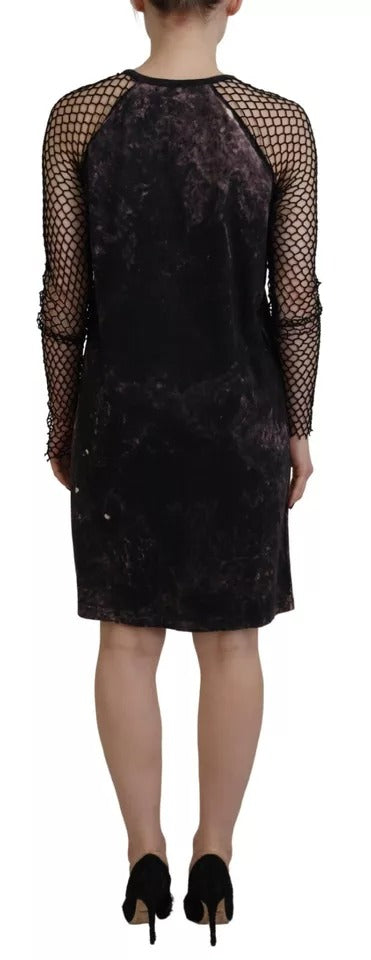 Dsquared² Black Tie Dye Mesh Long Sleeves Cotton Shift Dress | Regal Royce