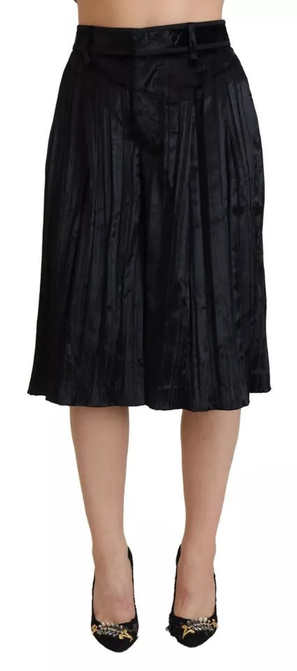 Dsquared² Black Pleated High Waist Wide Leg Cropped Pants | Regal Royce