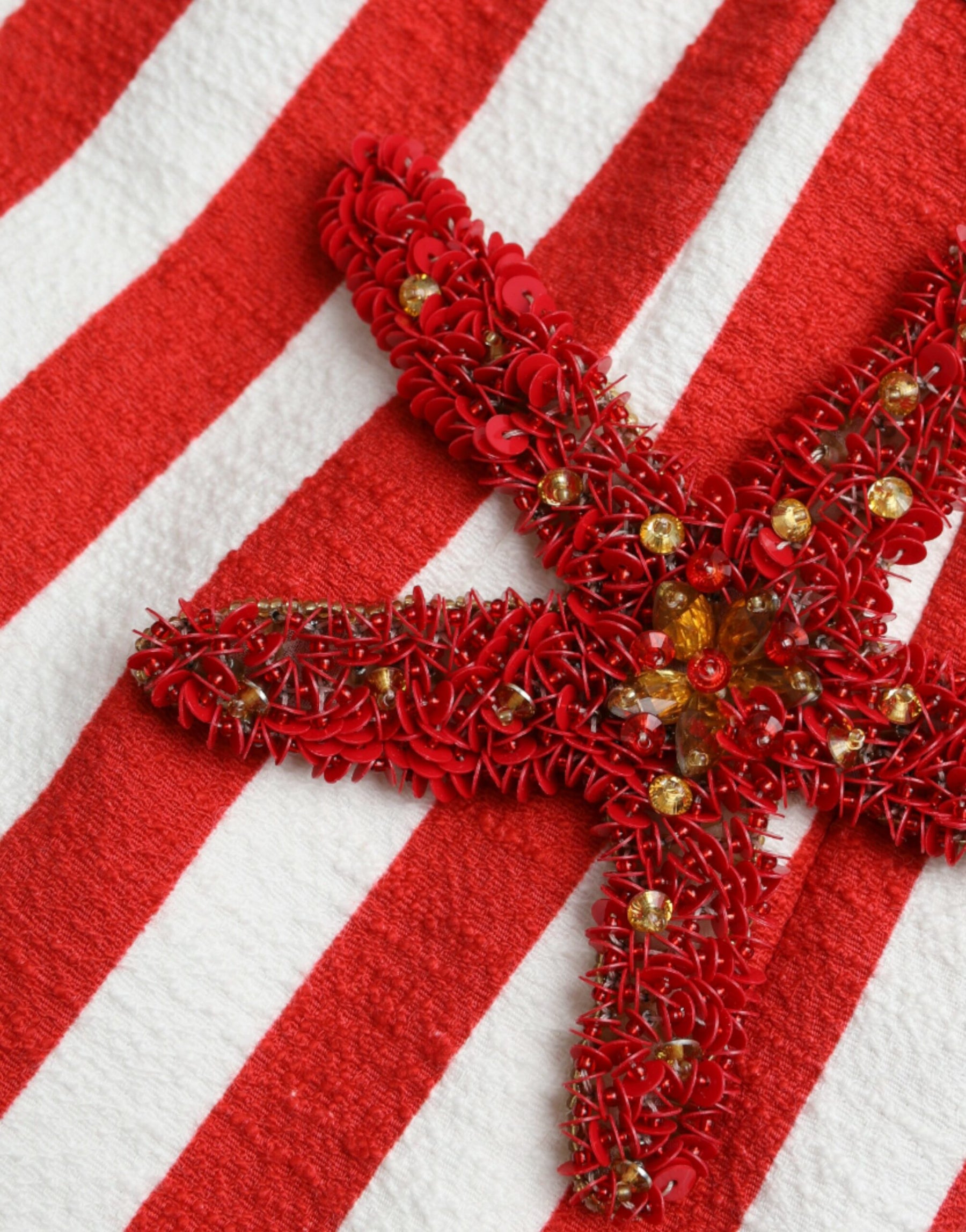 Dolce & Gabbana Red White Floral Sleeveless Sheath Midi Dress | Regal Royce