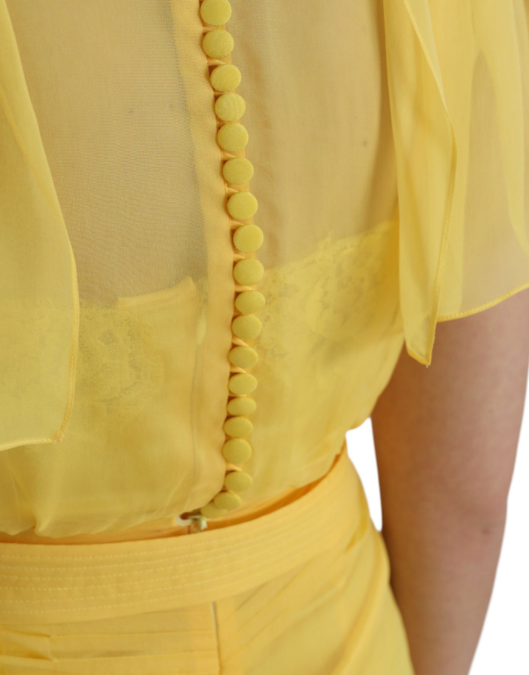 Dolce & Gabbana Yellow Silk Sheath Belted Long Maxi Dress | Regal Royce