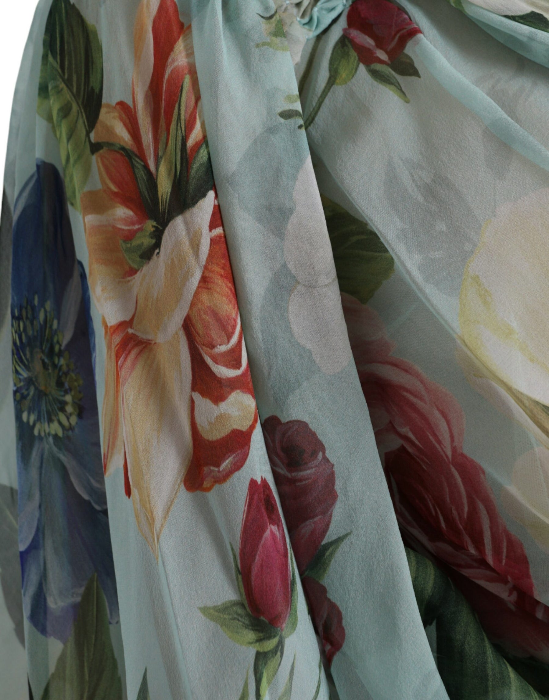 Dolce & Gabbana Blue Floral Print Tiered Long Maxi Dress | Regal Royce